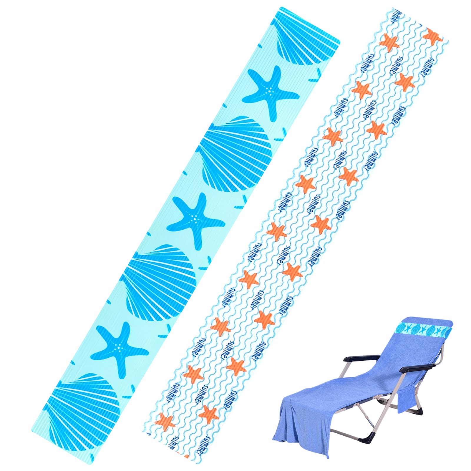 Daxiangsheng 2 Pcs Beach Towel Bands, Towel Bands for Sun Loungers, Adjustable Elastic Waterproof Sunbed Towel Bands for Beach Accessories, Cruise Essentials Accessories for Beach Pool(40 CM * 5CM)