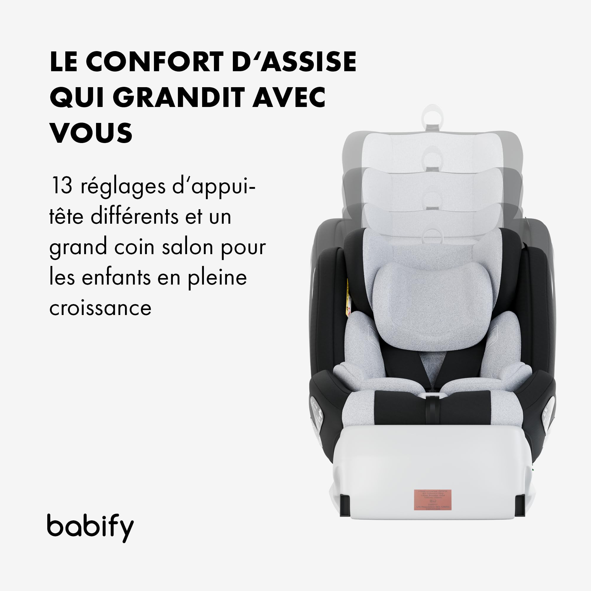 Babify Onboard Siege Auto ECE R129/i-Size, Bebe 0 à 36kg, Siege Auto Isofix Groupe 0 1 2 3, Siège Auto Bébé et Enfants de 0 à 12 Ans, Sièges Auto Pivotant 360, Ergonomique, Rehausseur Voiture Enfant