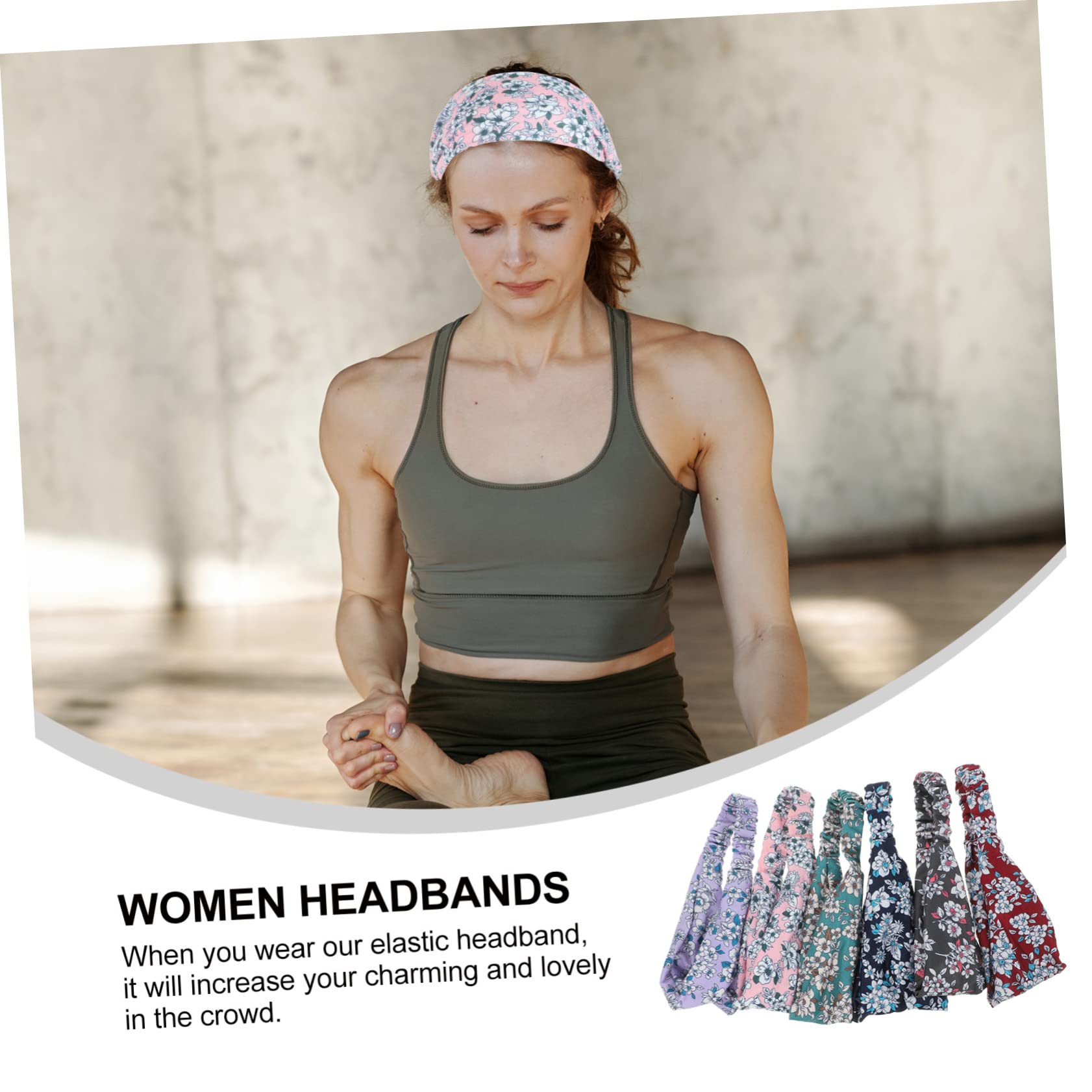 FOMIYES Lot De 3 Bandeaux Élastiques Pour Femme Motif Floral Absorbant La Transpiration Idéal Pour Le Yoga 6 Pièces X 3