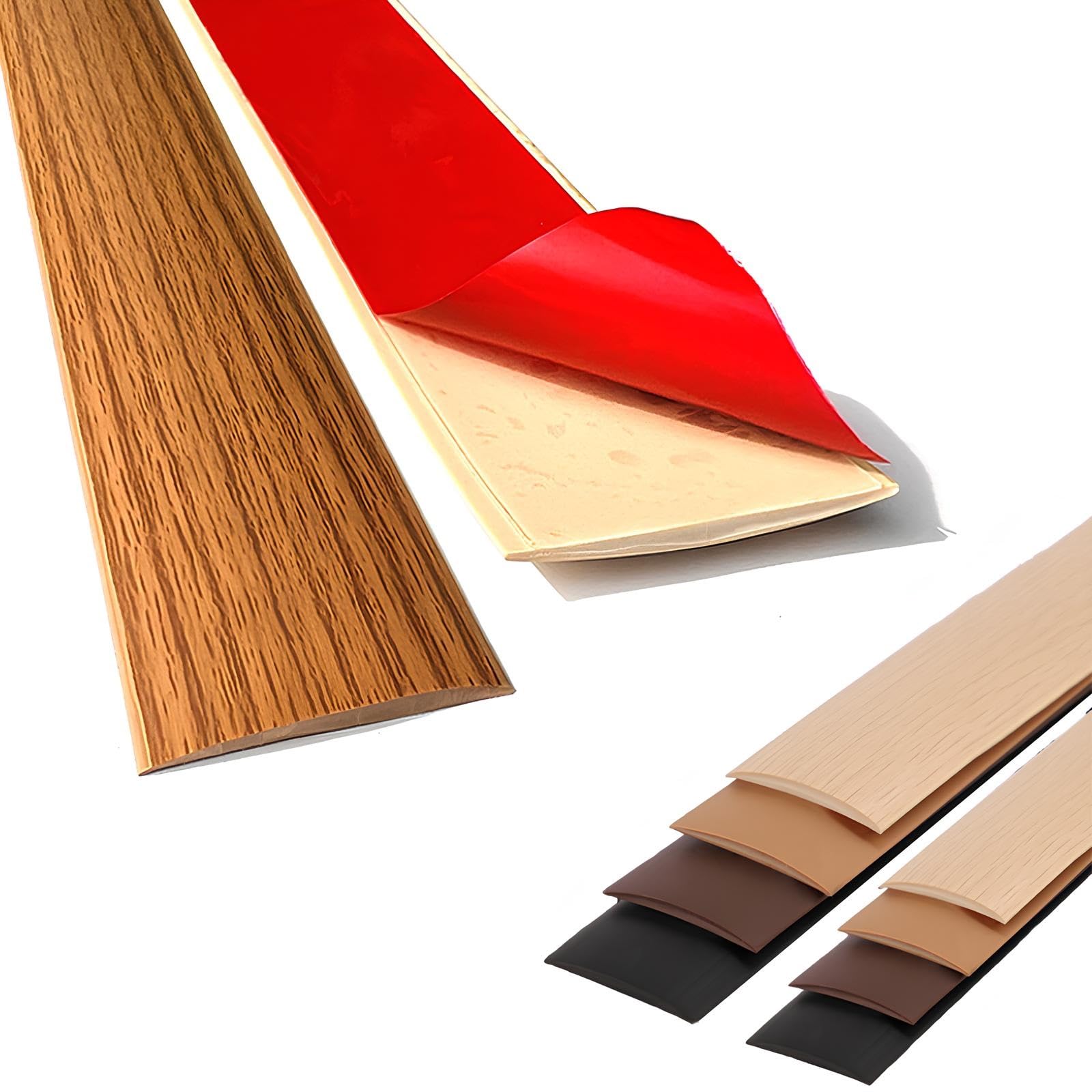 Psmpengamz Wood Self Adhesive Vinyl Floor Transition Strips For Doorways, Flexible Pvc Door Threshold Strips For Carpet Edging Decoration, Floor Gaps And Tiles(,5Cmx5m)