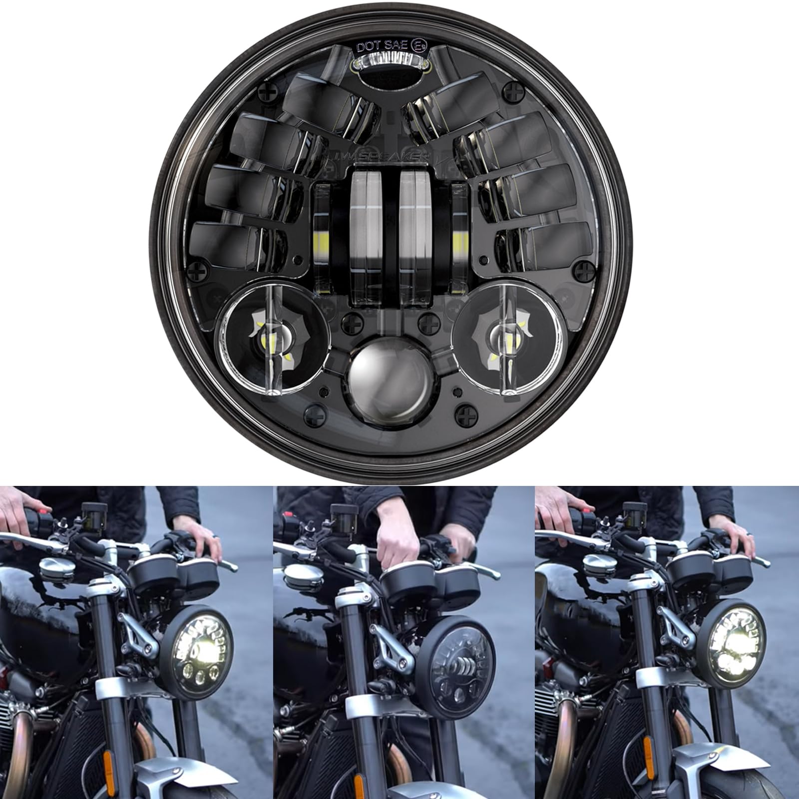 DREAMIZER 5,75 Zoll LED Scheinwerfer E-geprüft mit Blinker Tagfahrlicht Kompatibel mit Harley Dyna Softail Sportster Nightster 48 Iron 883 1200 Wide Glide Low Rider Night Rod Indian Scout Triumph