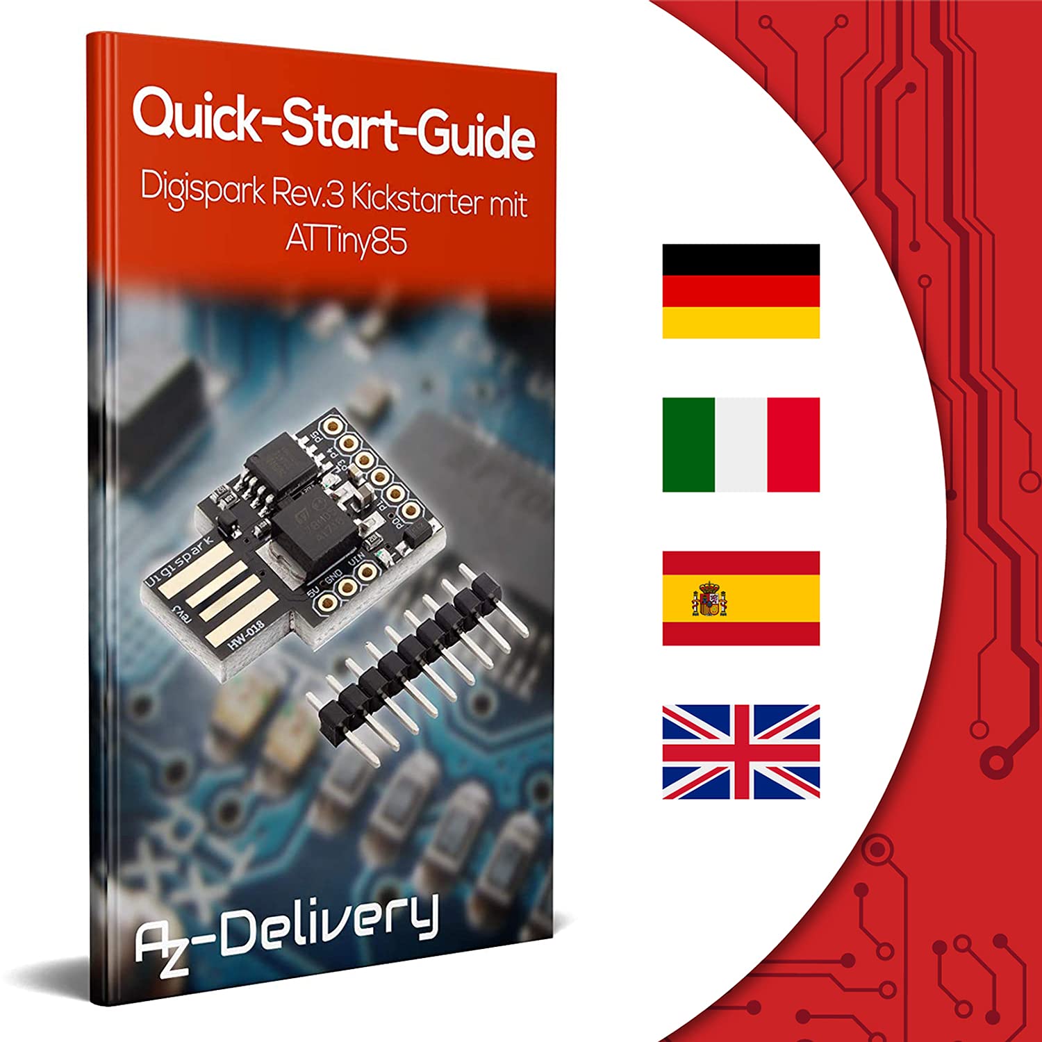 AZDelivery 25 x Placa de Desarrollo Digispark Rev.3 Kickstarter ATTiny85 con USB Compatible con Arduino con E-Book Incluido! — view 6
