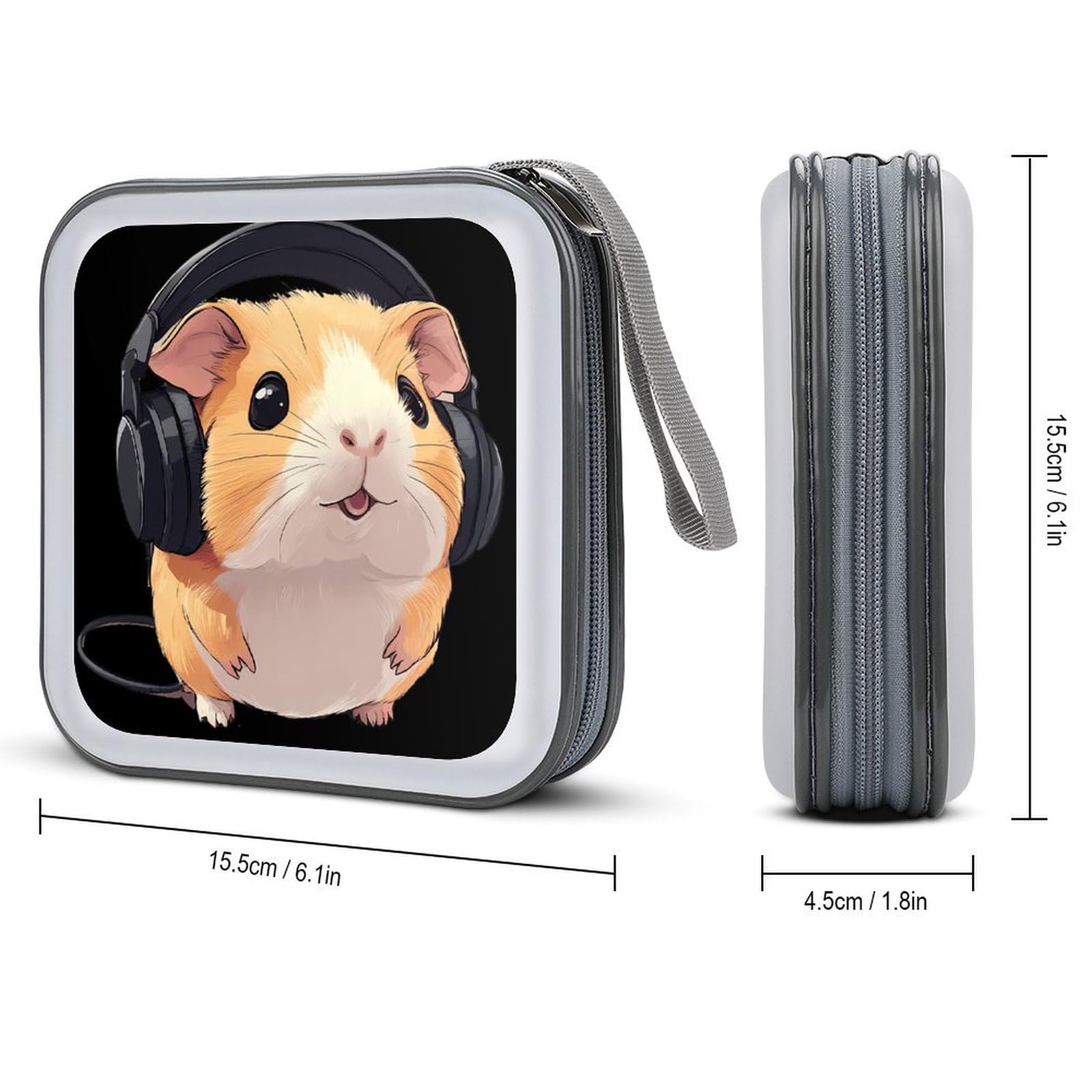 Funny Guinea Pigs CD Case Plastic DVD Case Holder Wallet Disc Storage Organizer for Car Travel