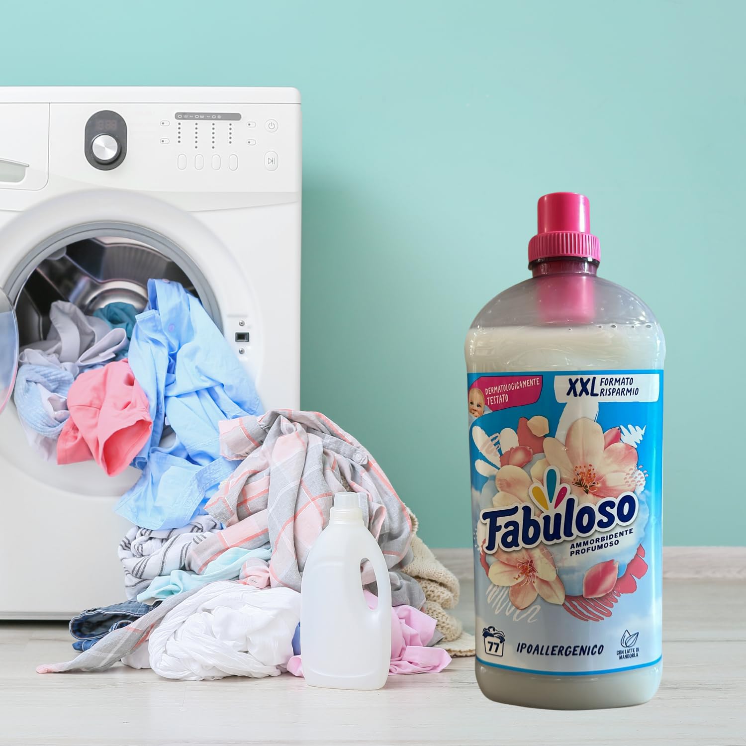 Ammorbidente Profumato XXL Ipoallergenico – 77 Lavaggi – 1700 ml kit con Spugna Brandizzata SPESA & RISPARMIO Inclusa – Variazioni 4/8/12 Pezzi (4)