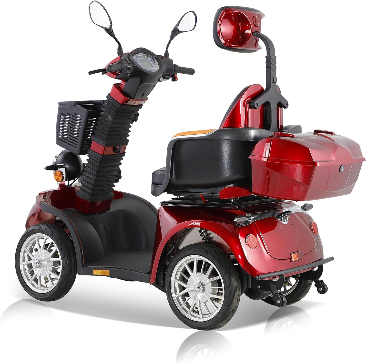 Scooter de 4 ruedas con respaldo y reposacabezas ajustables automáticos para una experiencia de conducción cómoda con una carga máxima de 225 kg