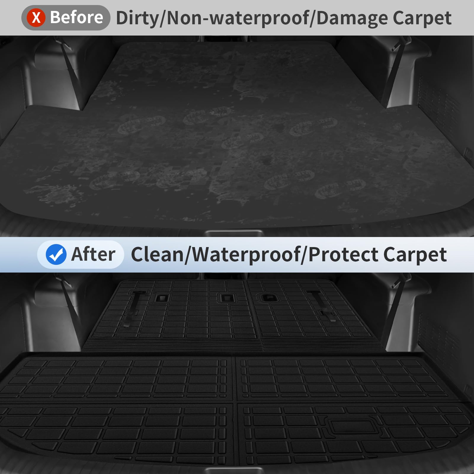 TSLDRV Floor Mats for Kia Telluride 7 Seat 2025-2020 Full Set All Weather Floor Mats for Kia Telluride — view 4