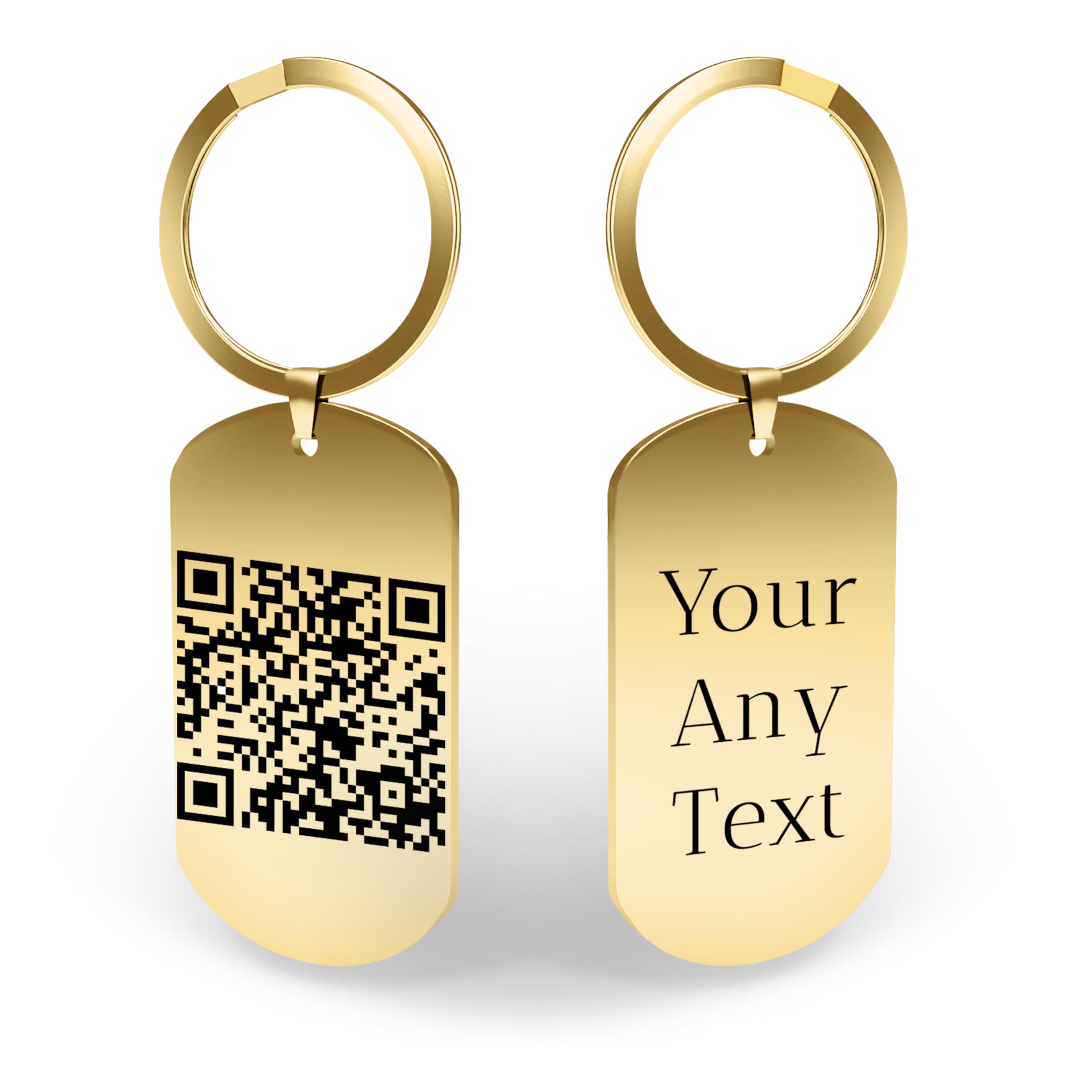 Charmify Engraved Metal Keyring Personalised w/Custom Text – Stainless Steel Keepsake Keychain Gift for Anniversary Birthday Valentines Gifts Christmas – Sentimental Engraved Key Ring (Gold)