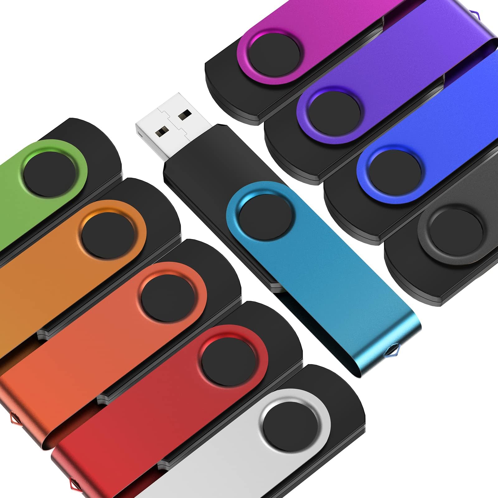 Kepmem USB Flash Drive Pack of 20 128MB Thumb Drives Small Capacity Pen Drive 128 MB Swivel Multicolor USB 2.0 Memory Stick Metal U Disk Portable Jump Drive Bulk Zip Drives for Embroidery Machines