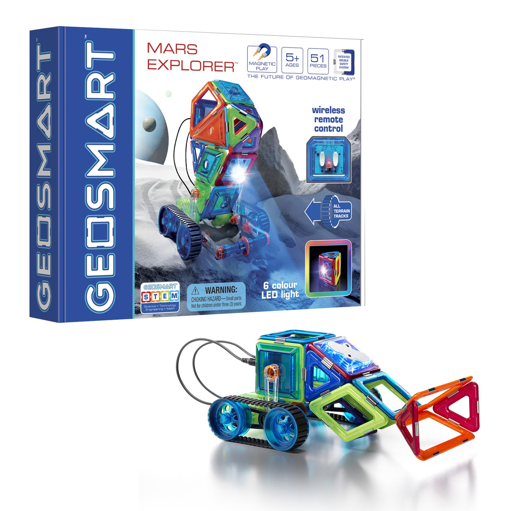GeoSmart Mars Explorer STEM-Focused 51-Piece GeoMagnetic Vehicle Building Set