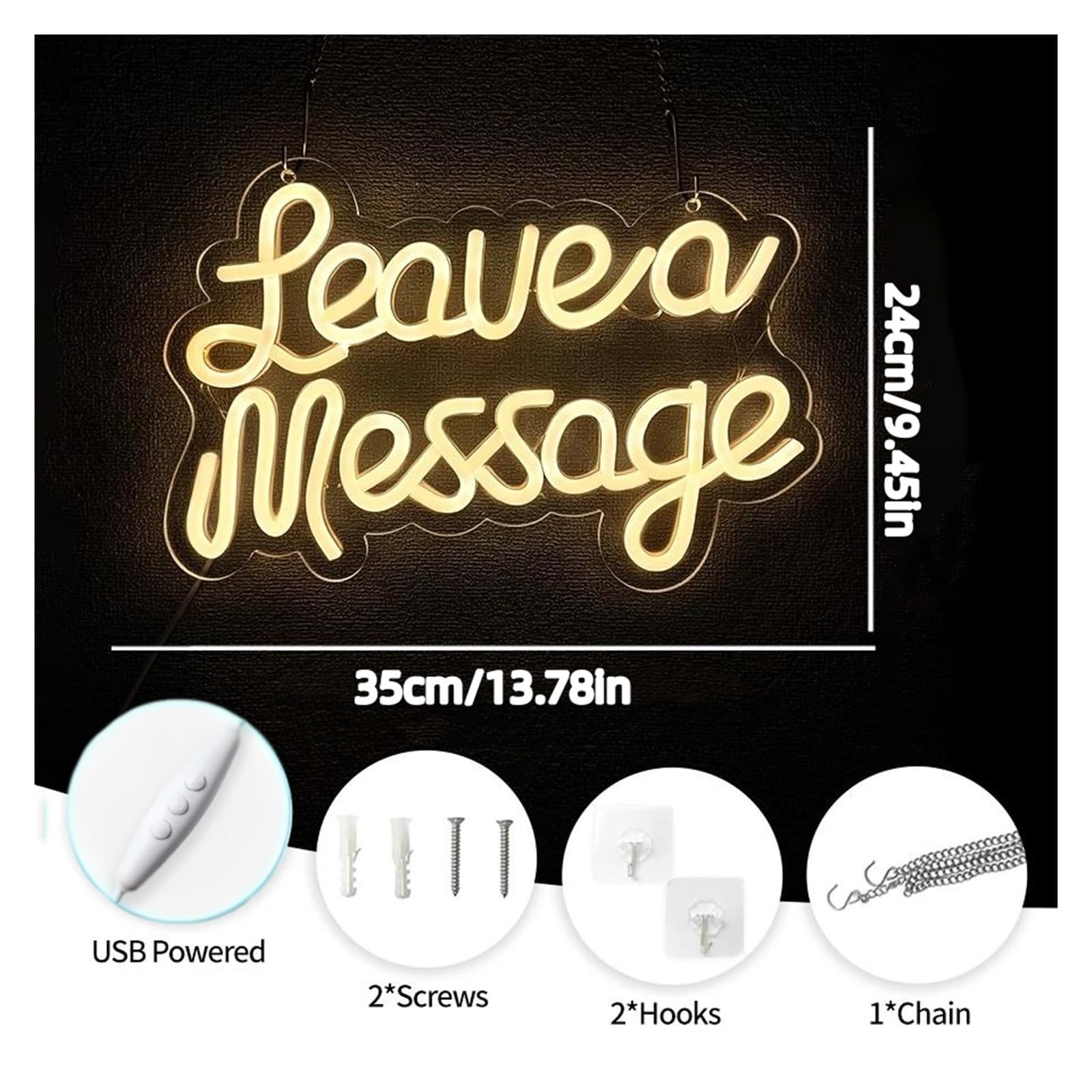 Decoración Lámparas Leave A Message Letrero De Neón Regulable Para Mesa De Escritorio De Negocios Recepción De Boda Bar De Bienvenida Tienda Mensajes Decoración 35cmx24cm