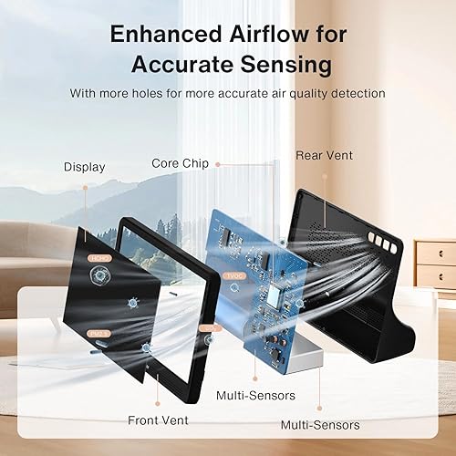 Miniatura 3 de Monitor de calidad del aire 16 en 1 para interiores, pantalla de 7 pulgadas, 9 alertas AQI+7 AQI, monitor de CO2 probador de calidad del aire