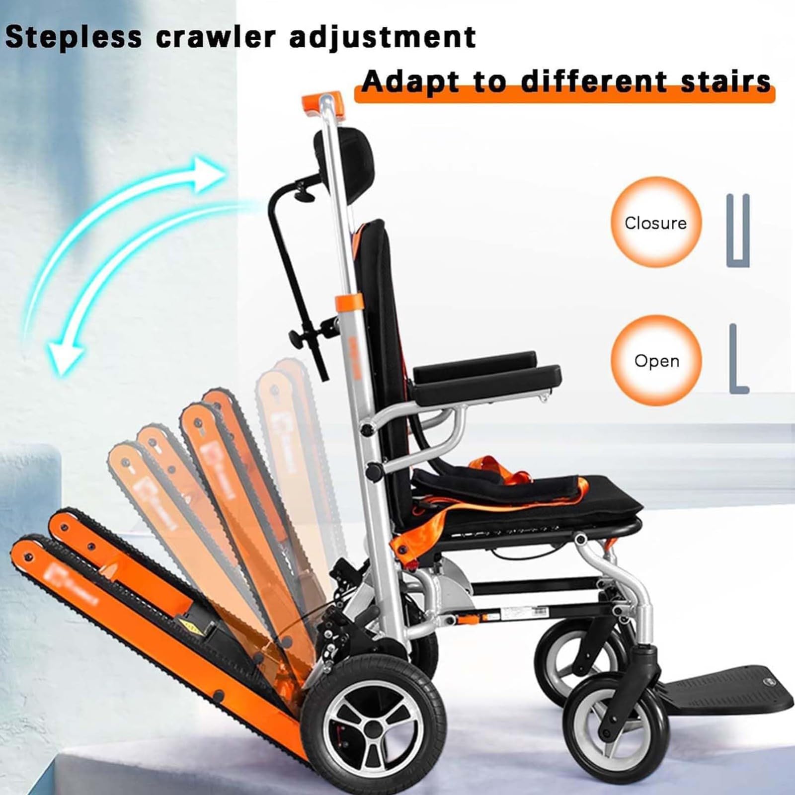 Silla Subeescaleras Eléctrica Para Pacientes Silla De Ruedas Eléctrica 2 En 1 + Silla De Escalera Con Orugas Silla Auxiliar De Escalera Para Ancianos Con Joystick De 360​​° Carga 165 Kg