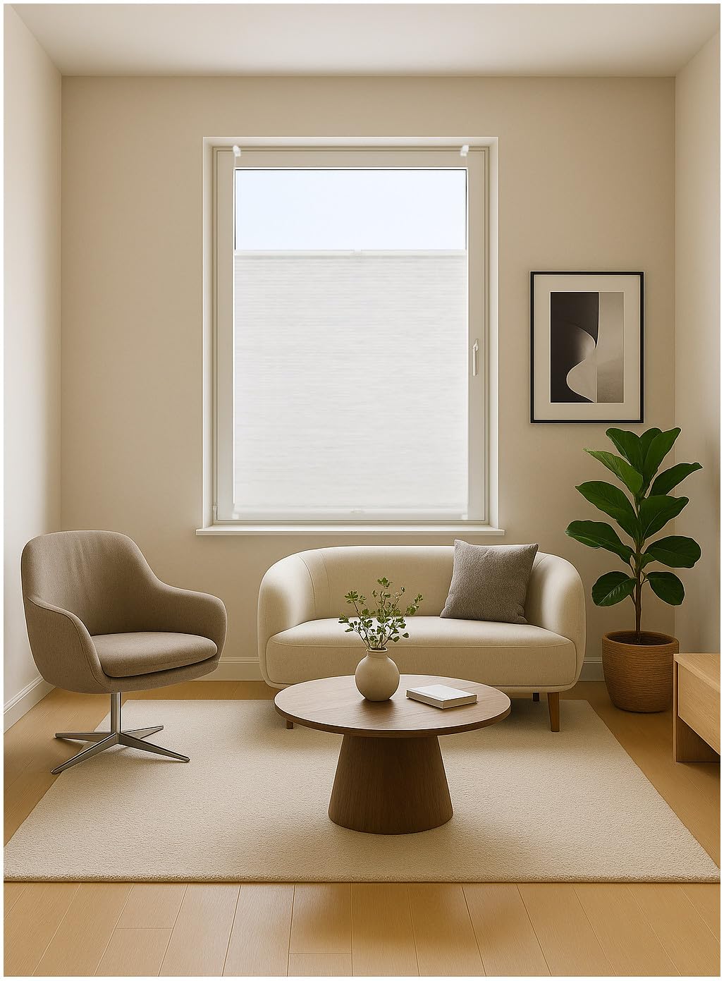 Wabenplissee Klemmfix Plissee verspannt, Klemmträger ohne Bohren für Fenster und Türen, lichtschutz und Blickdicht, Sonnen-Schallschutz Weiss 120x130 cm