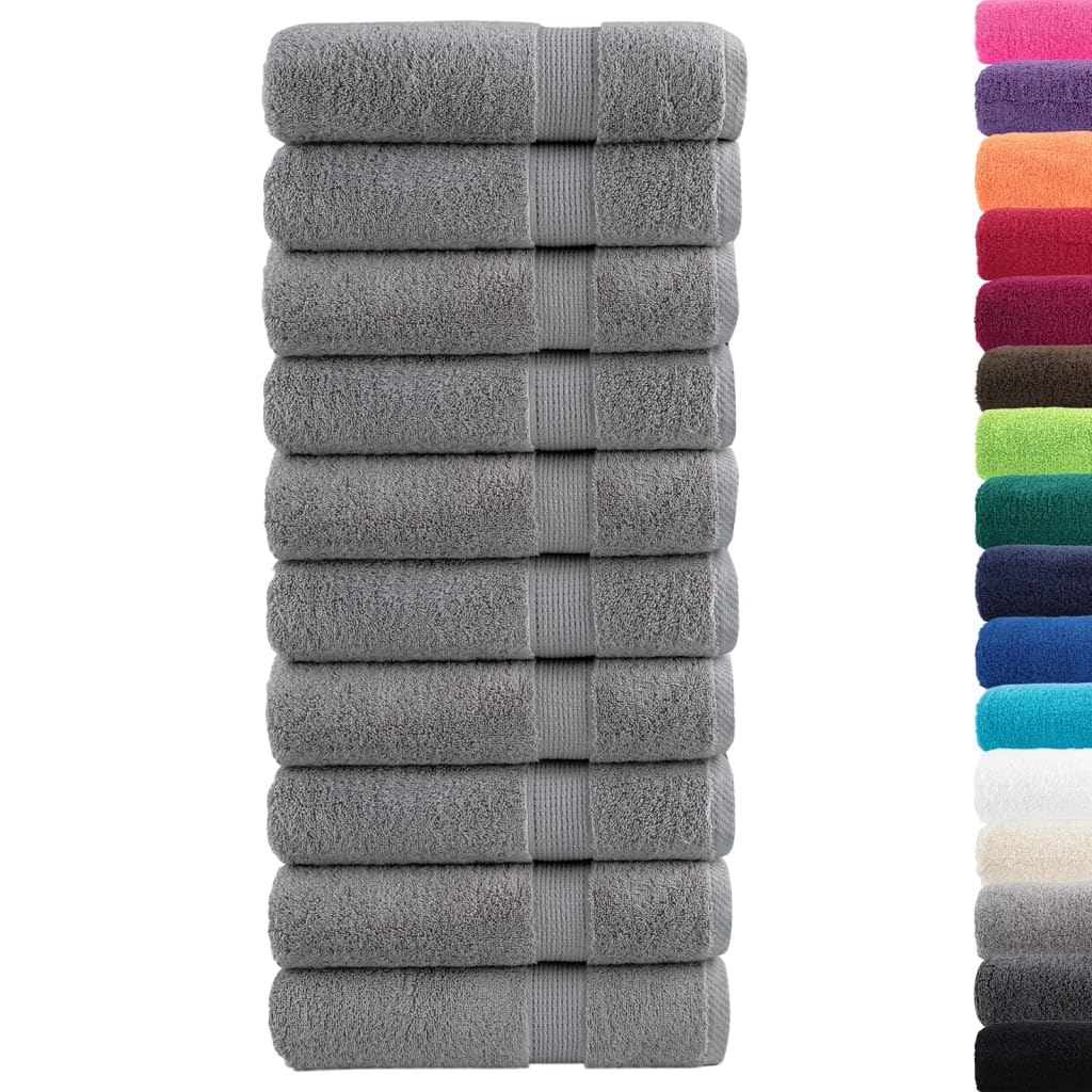 SOLUND 10er Pack Badetücher 100x150 cm Grau 600 g/m² aus 100% ringgesponnener Baumwolle, weiche Handtücher mit Schlaufe, saugfähig und maschinenwaschbar, Oeko-TEX Zertifiziert