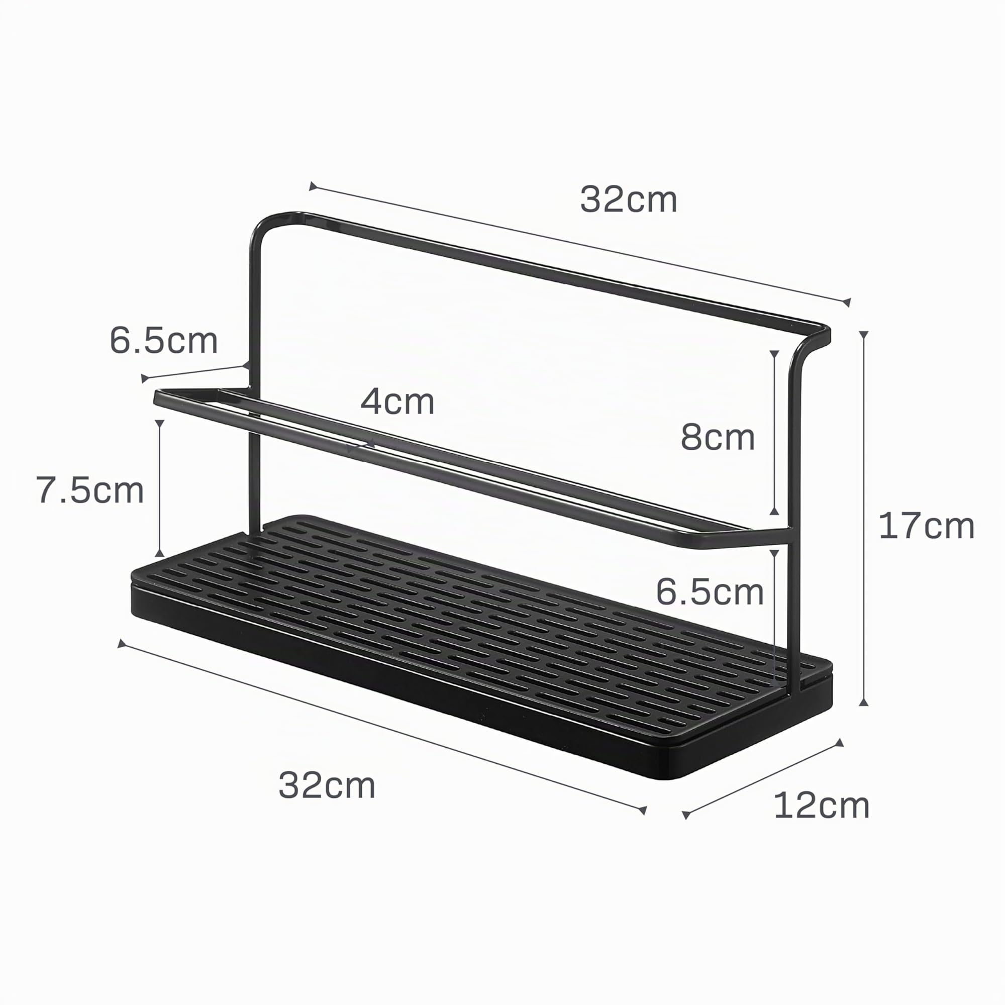 YAMAZAKI 5410 TOWER Bottle Drying Stand with Tray, black, Steel/ABS Resin, 32 x 12 x 17 cm