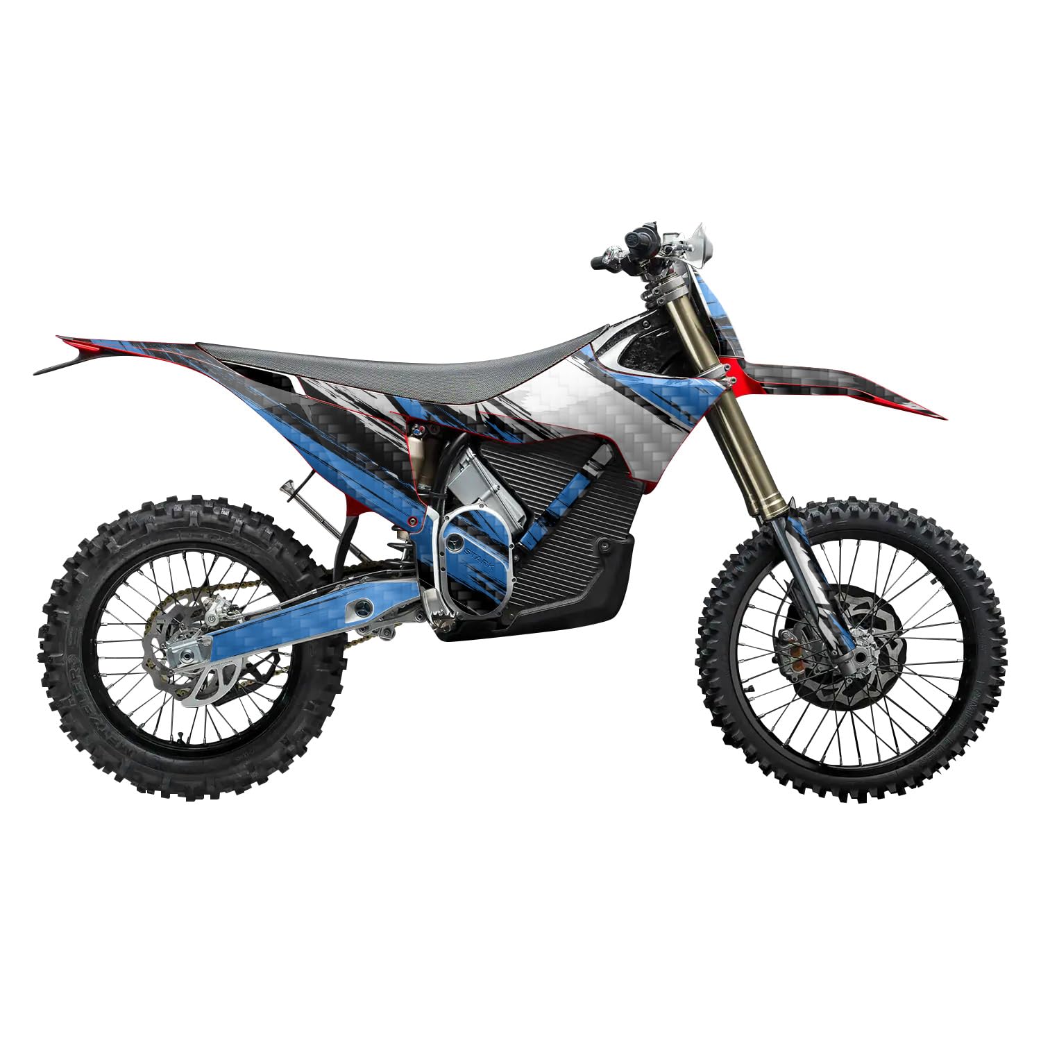Carbon Fiber Stark Varg MX 2023-2025 Graphics Kit Wrap - Grunge Stripe Blue - Varg MX Skin - Premium 3M Vinyl Protective Wrap Decal Cover - Easy to Apply | Crafted in The USA by MightySkins