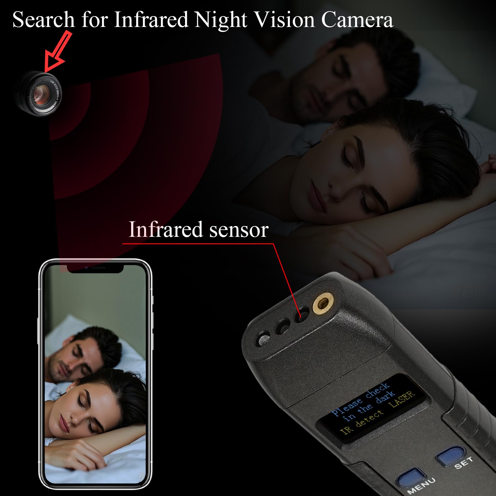 Wanzen Detektor, Kamera Detektor & Finder, RF Scanner, GPS Tracker Finder mit magnetischer Erkennung, 7-in-1 Gerät für Auto, Hotel, Büro, Zuhause und Reisen, Tragbar & Wiederaufladbar