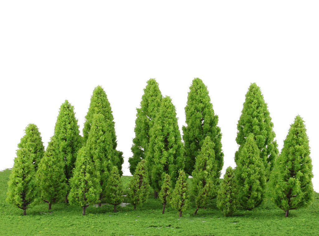 #N/A/a Set di 20 Alberi a Forma di Torre della Vegetazione del Paesaggio del Treno, Modelli in Scala 1 / 50-1 / 400 - Verde, 111