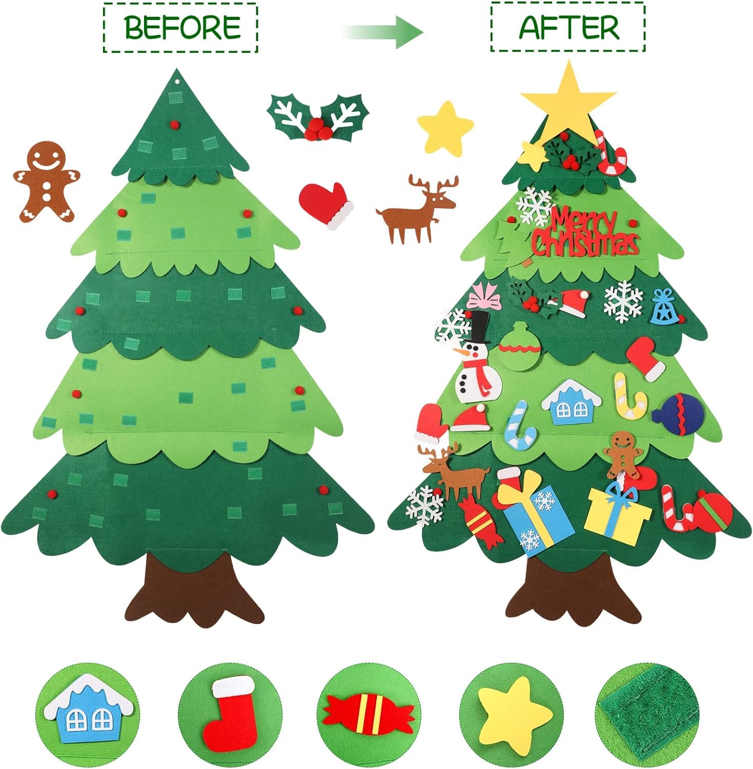 Amazon | YIKSORE DIYフェルトクリスマスツリー モンテッソーリ