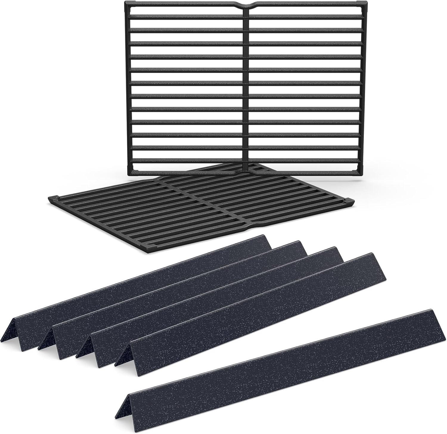 QuliMetal 7522 7535 Grill Replacements for Weber Spirit 200 & 210 Series(2009-2012 with Side Control), for Genesis Silver A, for Weber Spirit 500, 21.5" Flavorizer Bars & 15" Grill Grates Cast Iron & Porcelain Steel Fits Spirit 200 With Side Knobs & Genesis Silver A