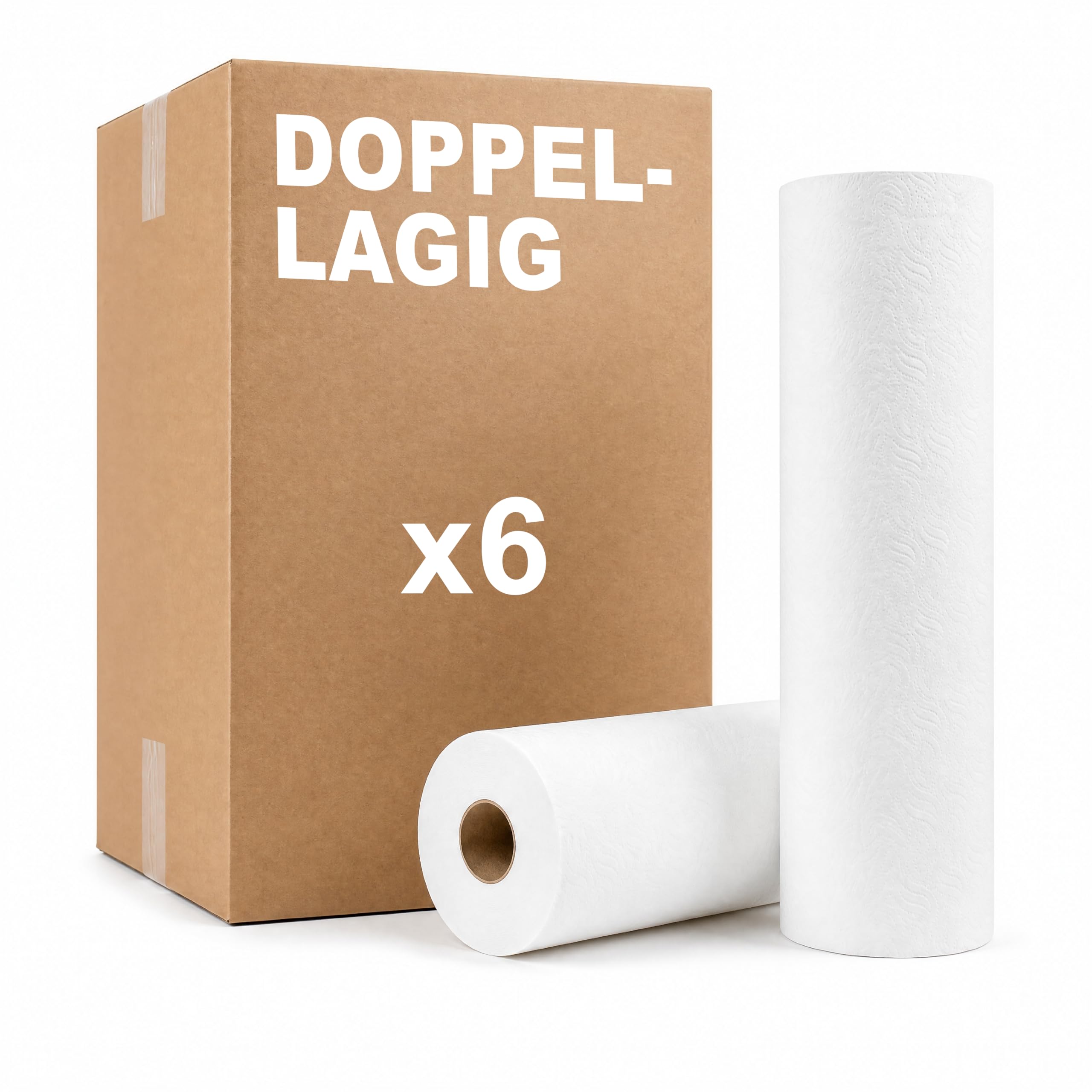 KMINA Papierrolle (6 Rollen) Für Kosmetikliege, Liegenauflage 2 Lagen, 50 m x 59 cm, Frischfaser, Laminiert, Perforation Alle 66 cm, Rollendurchmesser 13 cm, Kern 45 mm