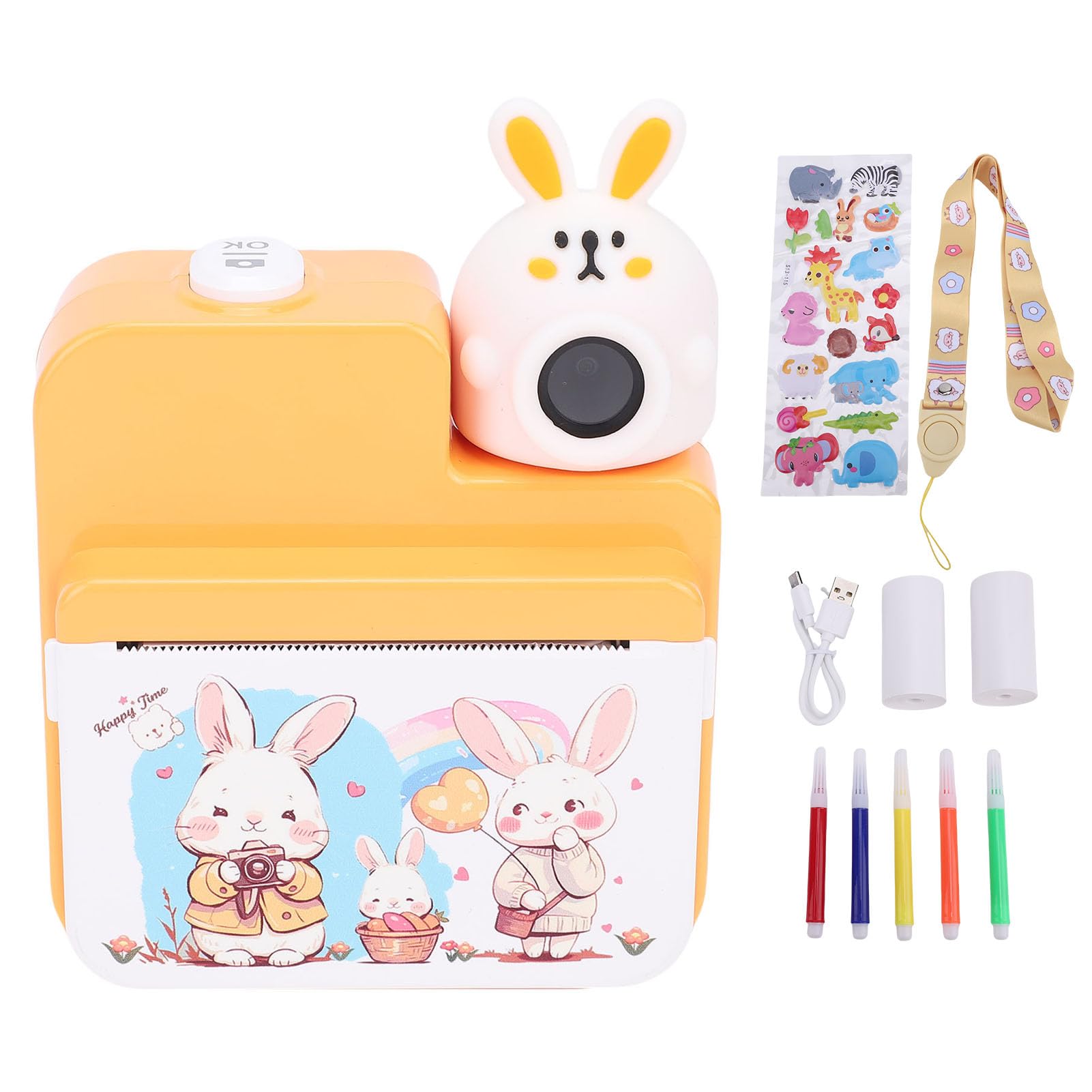 CHICIRIS Sofortbildkamera, 3-Zoll-Farbbildschirm, 32 MP, 1080P HD-Digitalkamera mit 3 Rollen Druckpapier für Geschenke (Yellow)