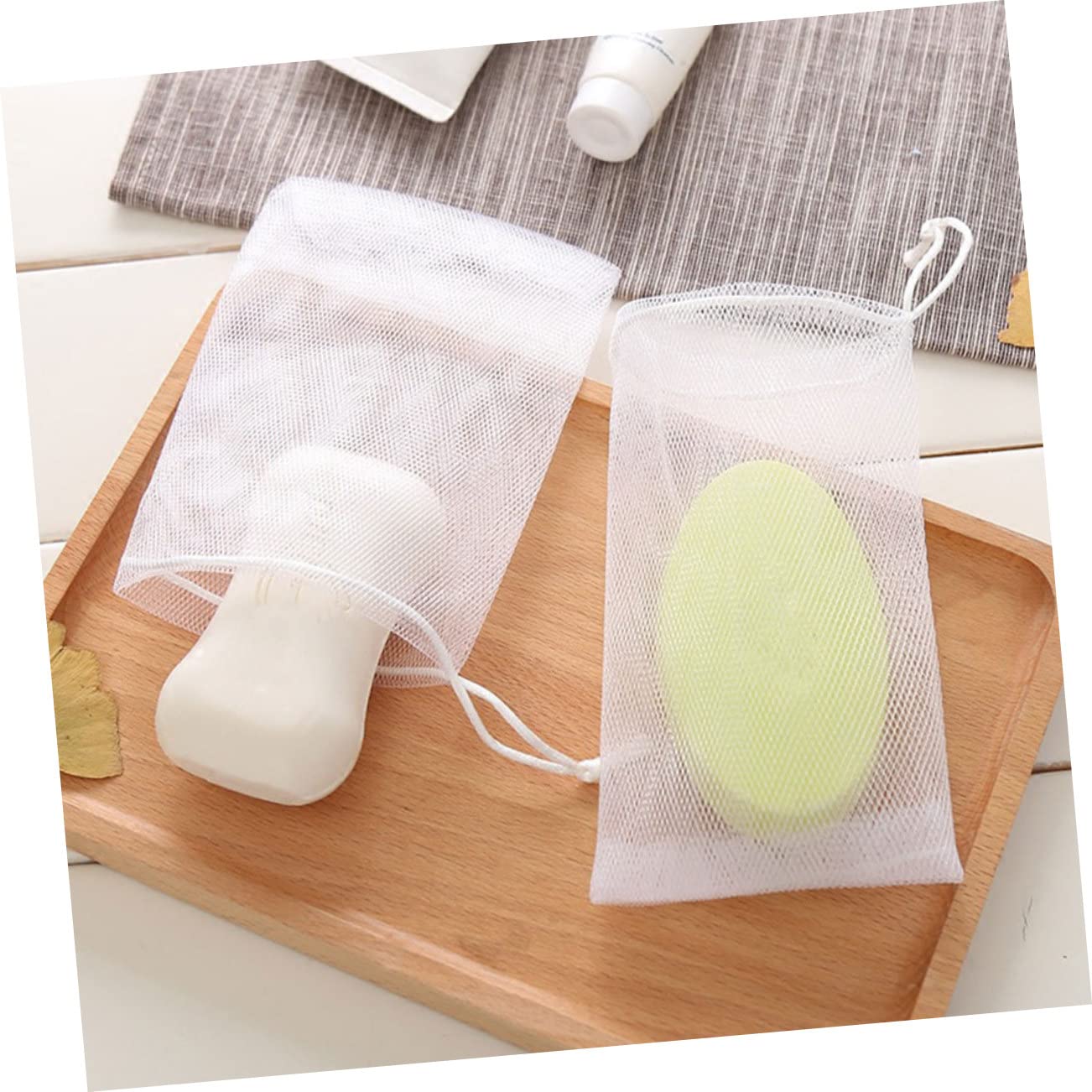 50Pcs Cleansing Foaming Nets Multi Purpose Mesh Soap Pouch for Bubble Making Durable Soap Saver Bags for Shower Use Efficient Fragrance Release White Color