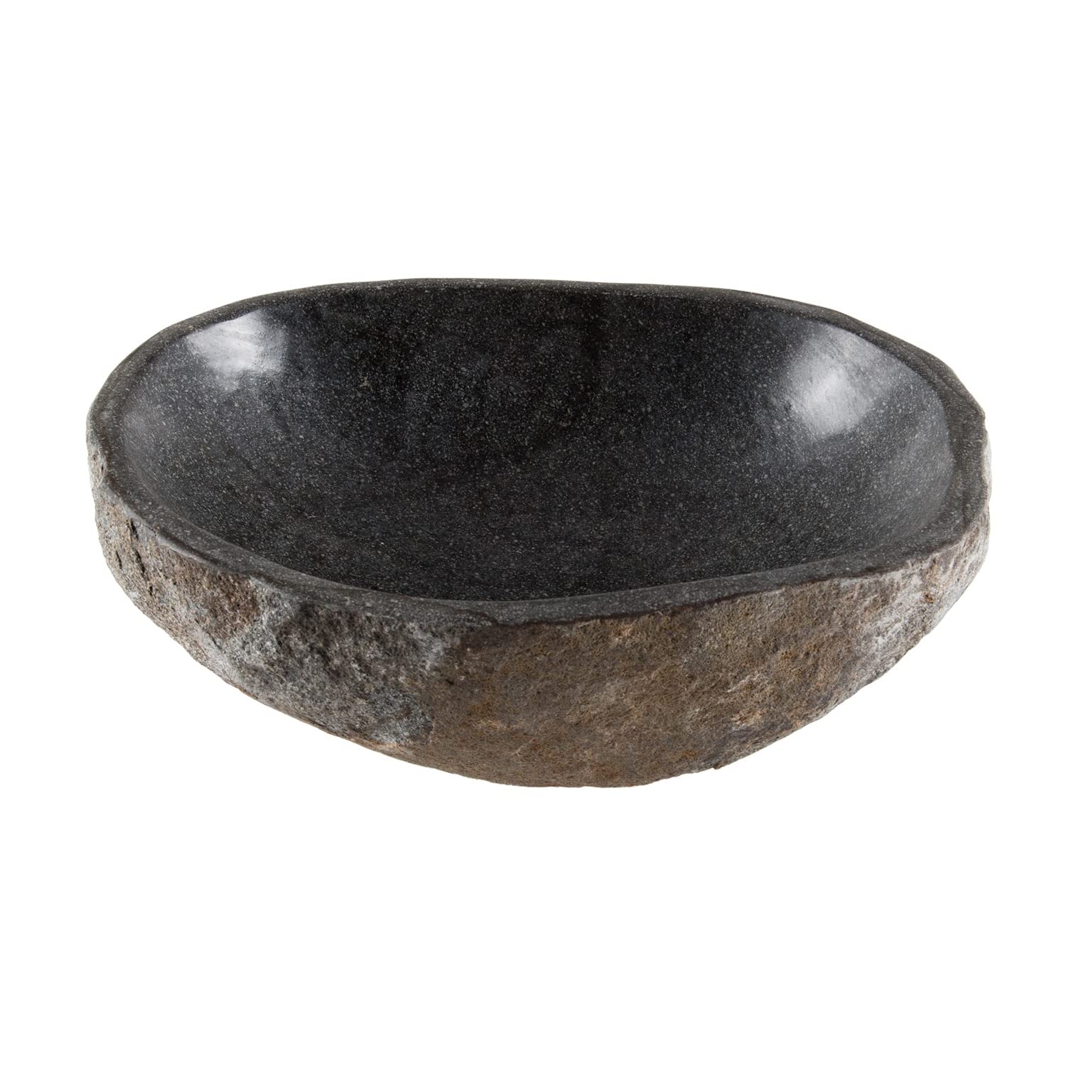 Flussstein Schale grau rund 25 cm - Naturstein Dekoration Steinschale Obstschale Schüssel