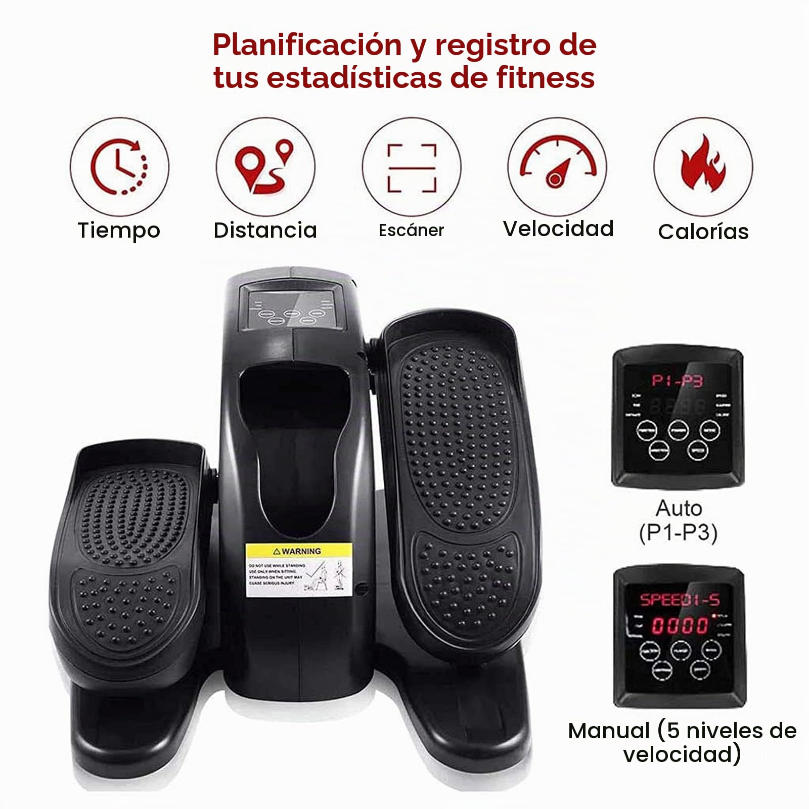 Entrenador De Máquina Elíptica Eléctrica, Ejercitador De Pedal para Bicicleta Debajo del Escritorio, Mini Bicicleta Estática para Pedder De Piernas Portátil con Monitor De Pantalla,Negro
