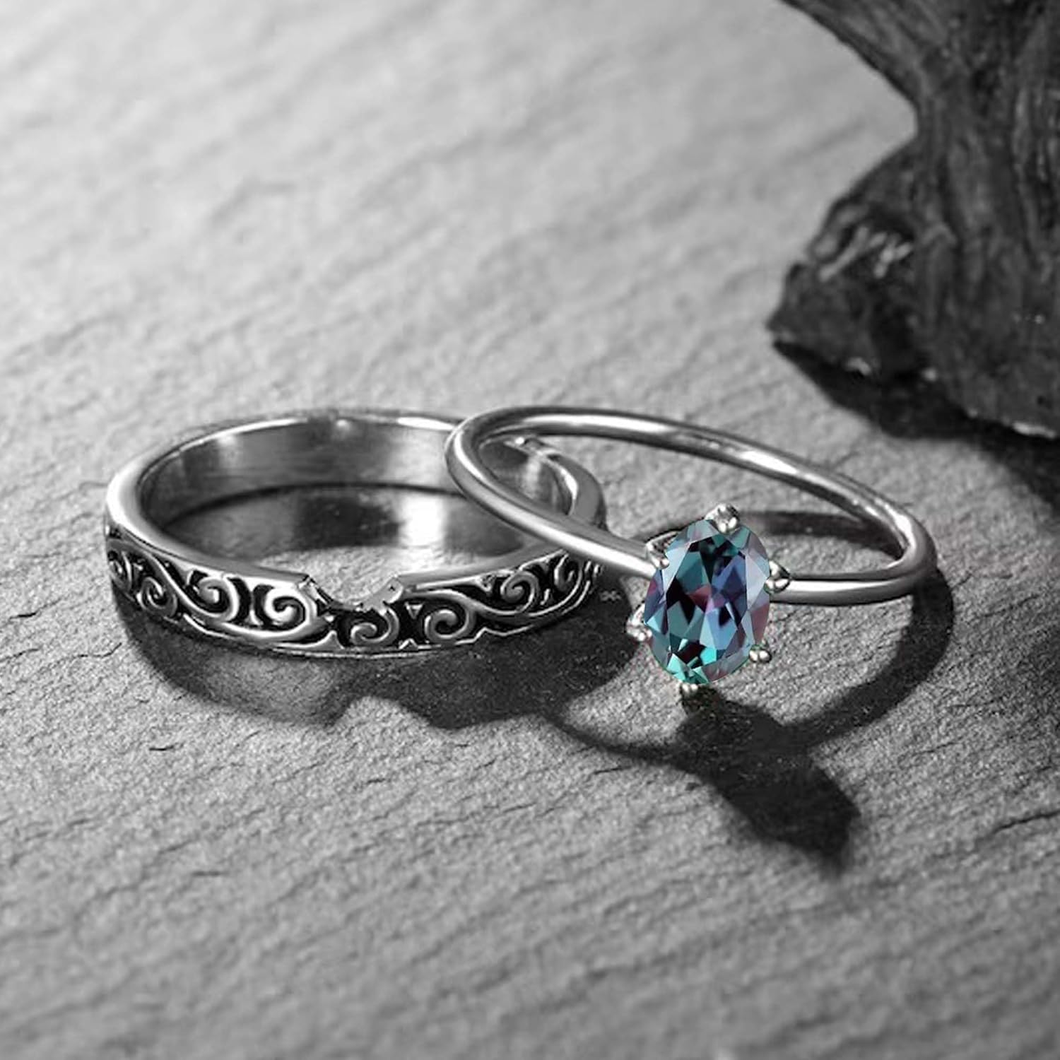 Multicolor Alexandrite Ring Handmade Fine Jewelry 925 Sterling Silver Ring for Women Everyday Dainty Ring Wedding Anniversary Best Gift for Her June Birthstone Gemstone Ring (Alexandrite)