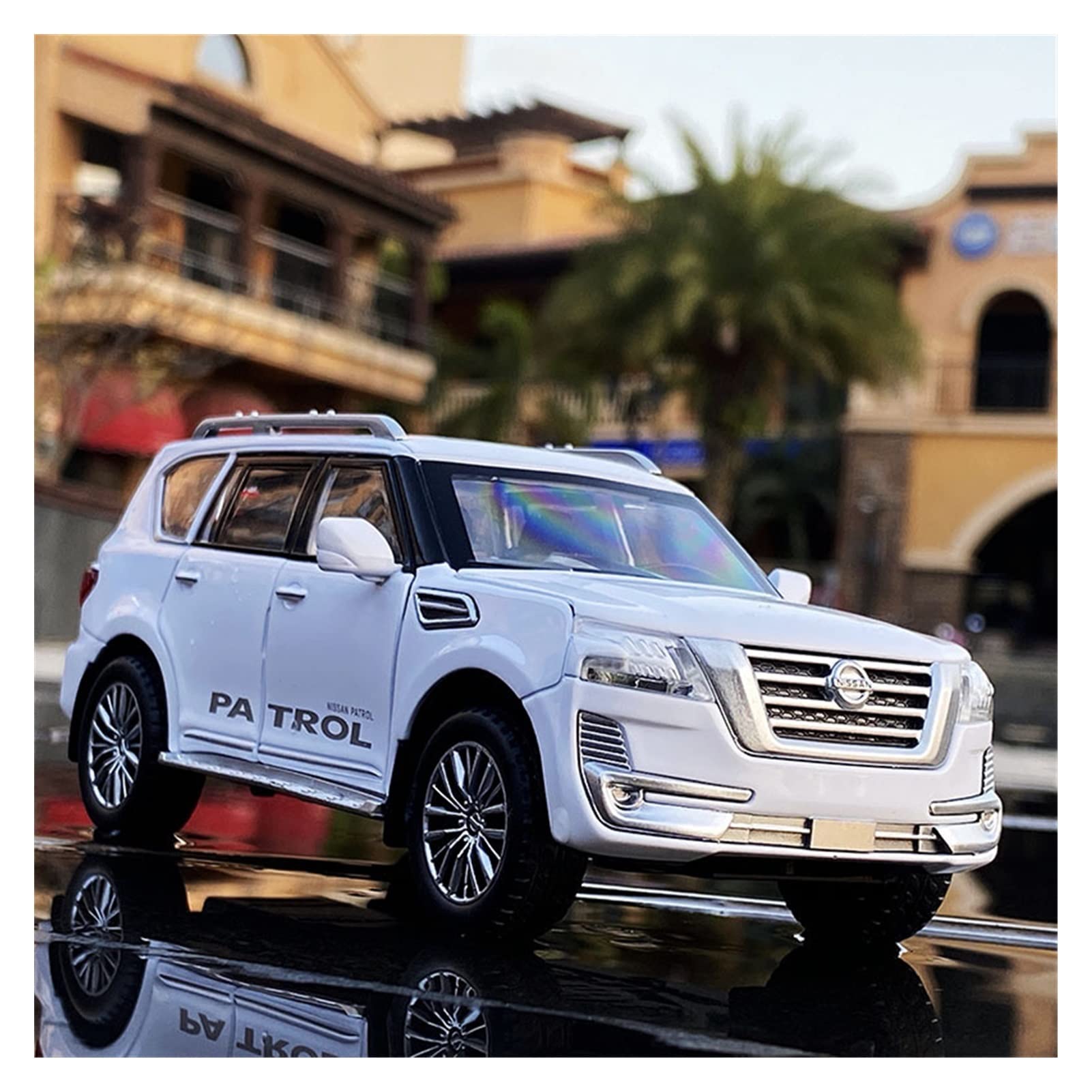 NALora Scale Finished Model Car 1:32 For Nissan PATROL Y62 Alloy Off-road Car Model Pull Back Sound Light Diecast Toy Vehicles Boy Gift Miniature Replica Car (Color : White), darong001