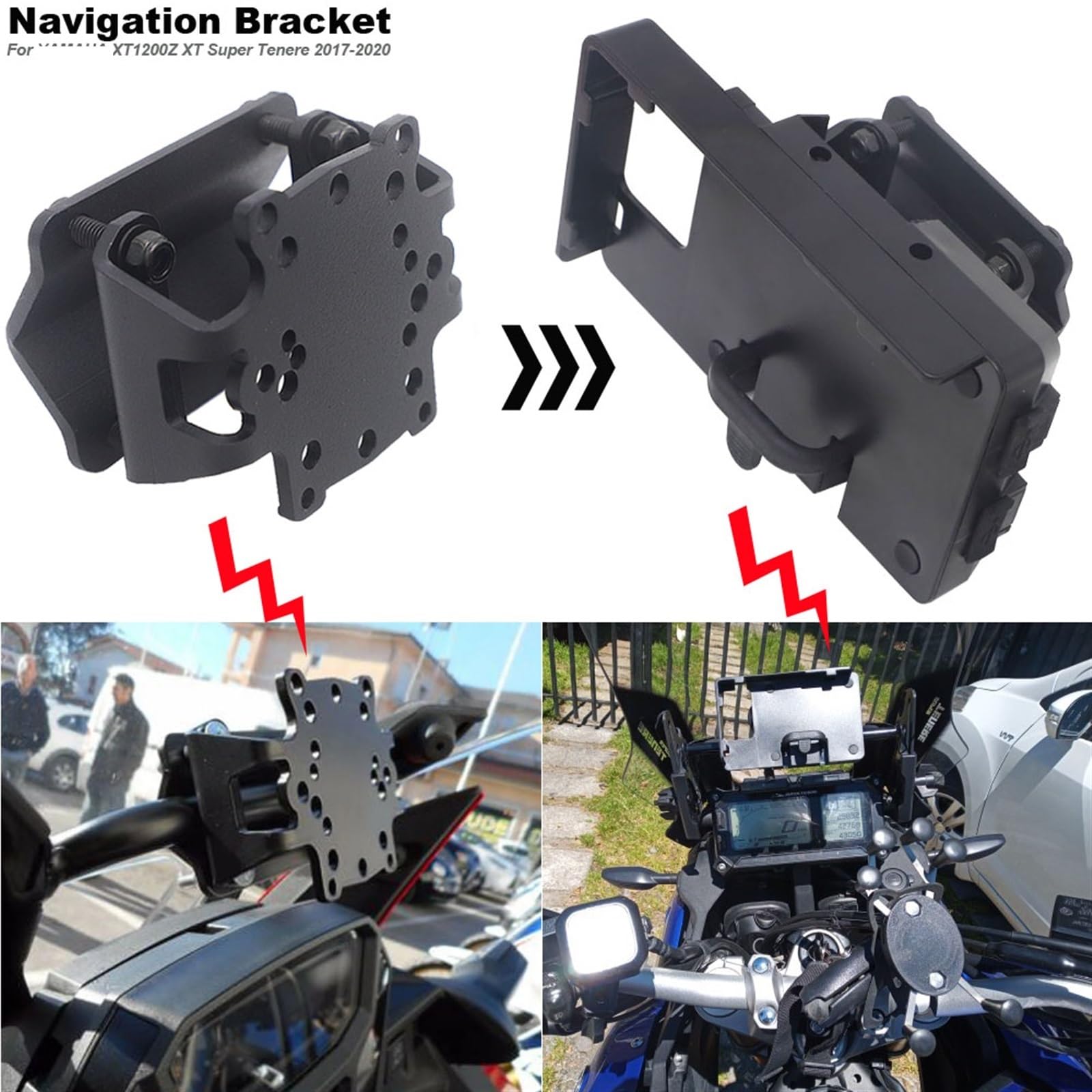 Moto Del Telefono Mobile di Ricarica Senza Fili Staffa di Navigazione GPS Smartphone, for YAMAHA, XT1200Z Super Tenere 2020 2019 2018 2017 Porta cellulare per moto(Support Kit only)