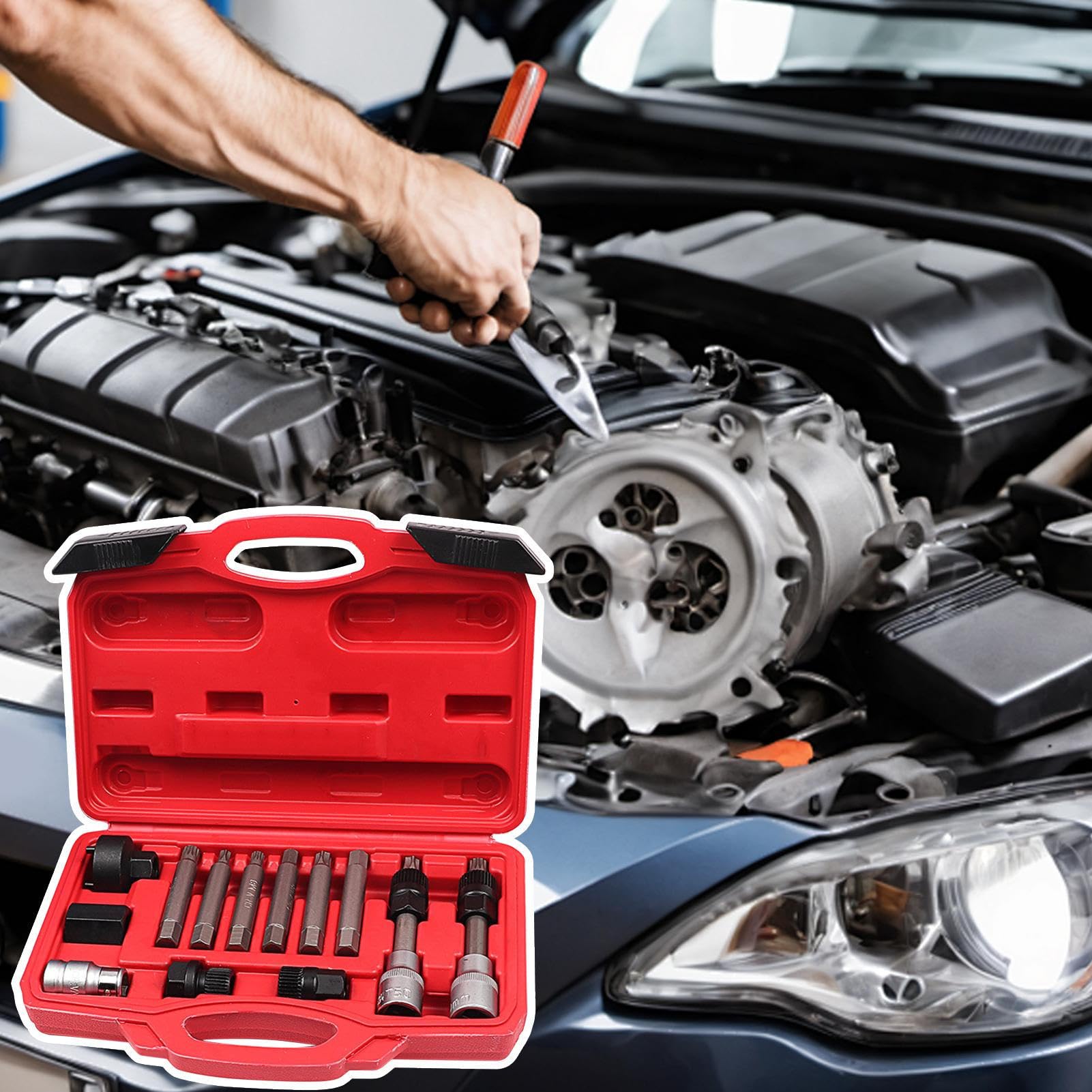 Extractor De Poleas Kit Llave Extractora Manual Ajustable | Instalador Poleas Coche Mantenimiento vehículo camión taller reemplazo correa motor