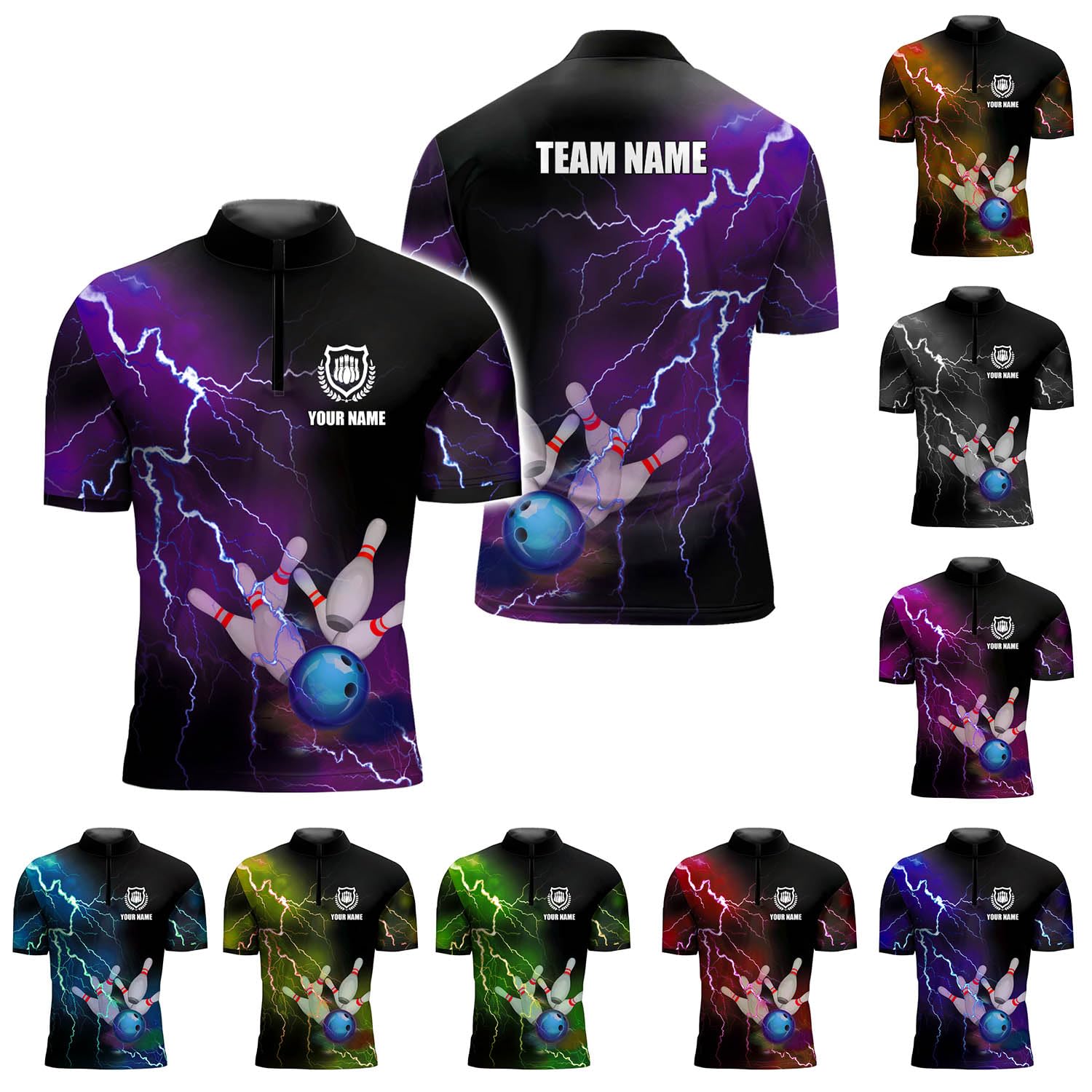 Rivelus Personalized Bowling Jersey 3D, Bowling Shirts for Team, Bowling Shirt Unisex for Men Women, Bowling Polo Shirts