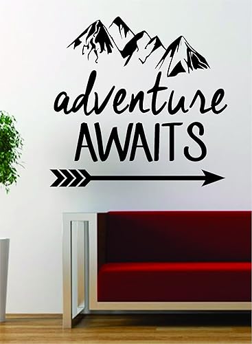 Miniatura 1 de Adventure Awaits V2 - Adhesivo decorativo para pared, diseño de flecha, diseño de flecha, viajes, exploración, viaje y caminata