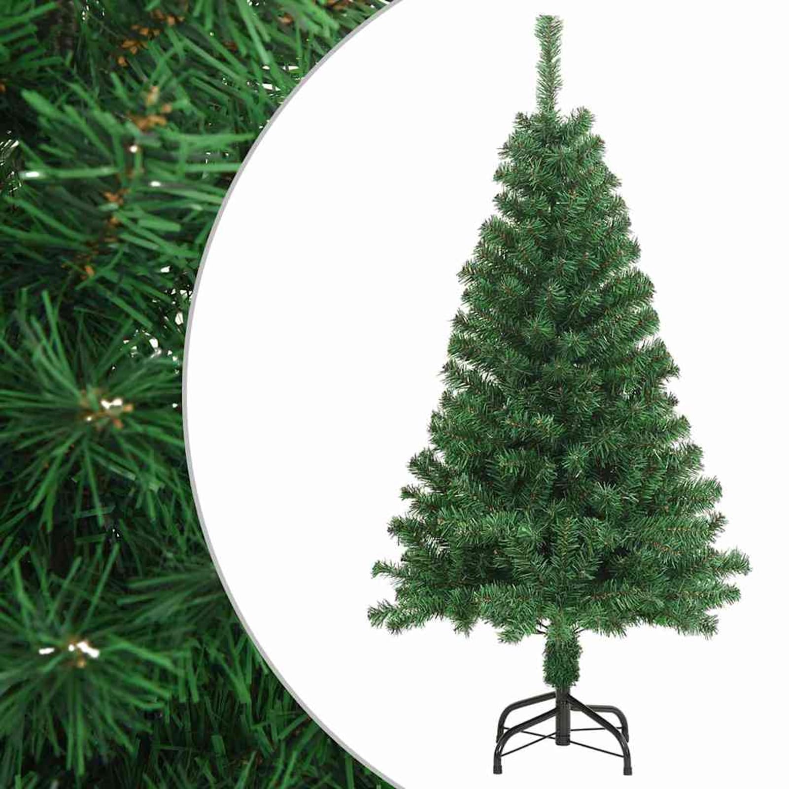 Albero di Natale Artificiale 120 cm Verde con 380 Punte, Rami Folti in PVC, Supporto in Acciaio, per Interni ed Esterni Riparati, Facile da Montare