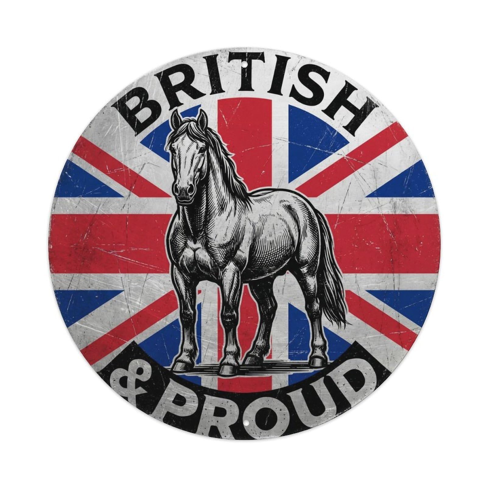 British Proud Horse Farm Animal Heritage Emblem Metal Tin Sign