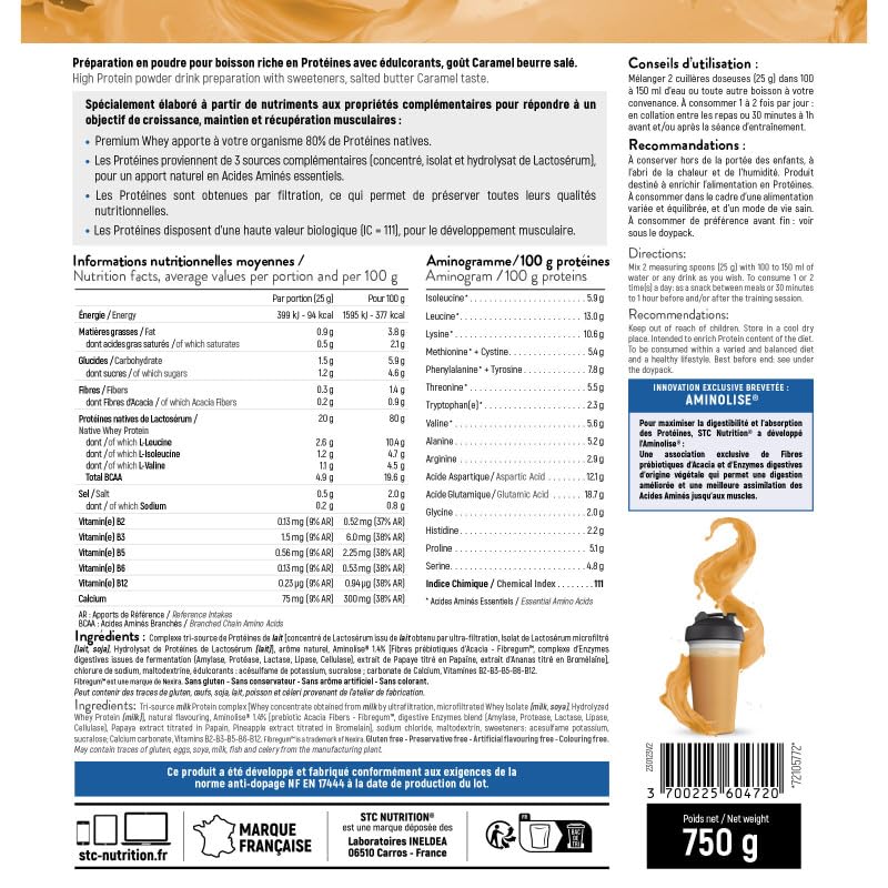STC Nutrition Premium Whey croissance récupération musculaire caramel