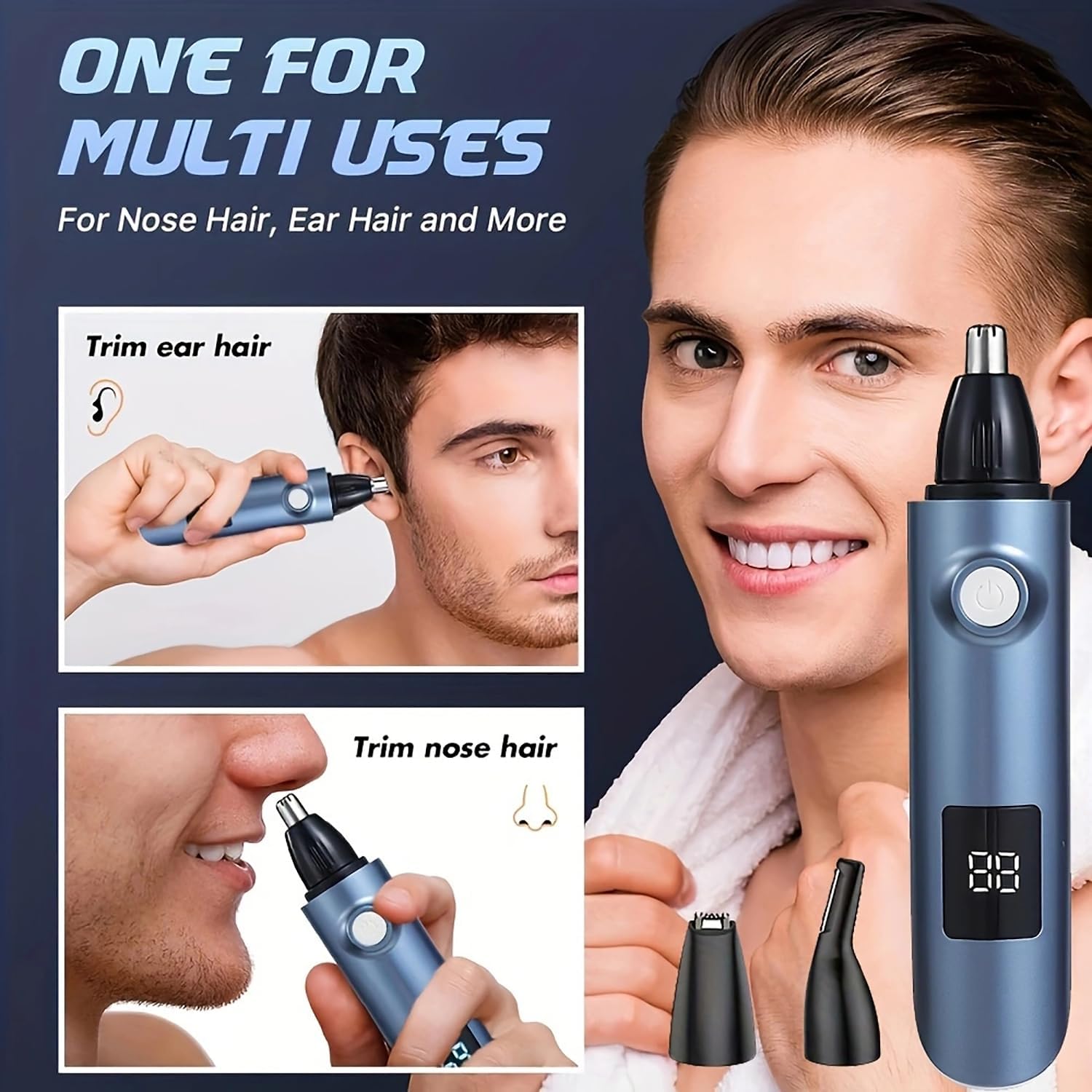 Ear and Nose Trimmer Clipper for Man, 3 in 1 Cordless Facial Clipper