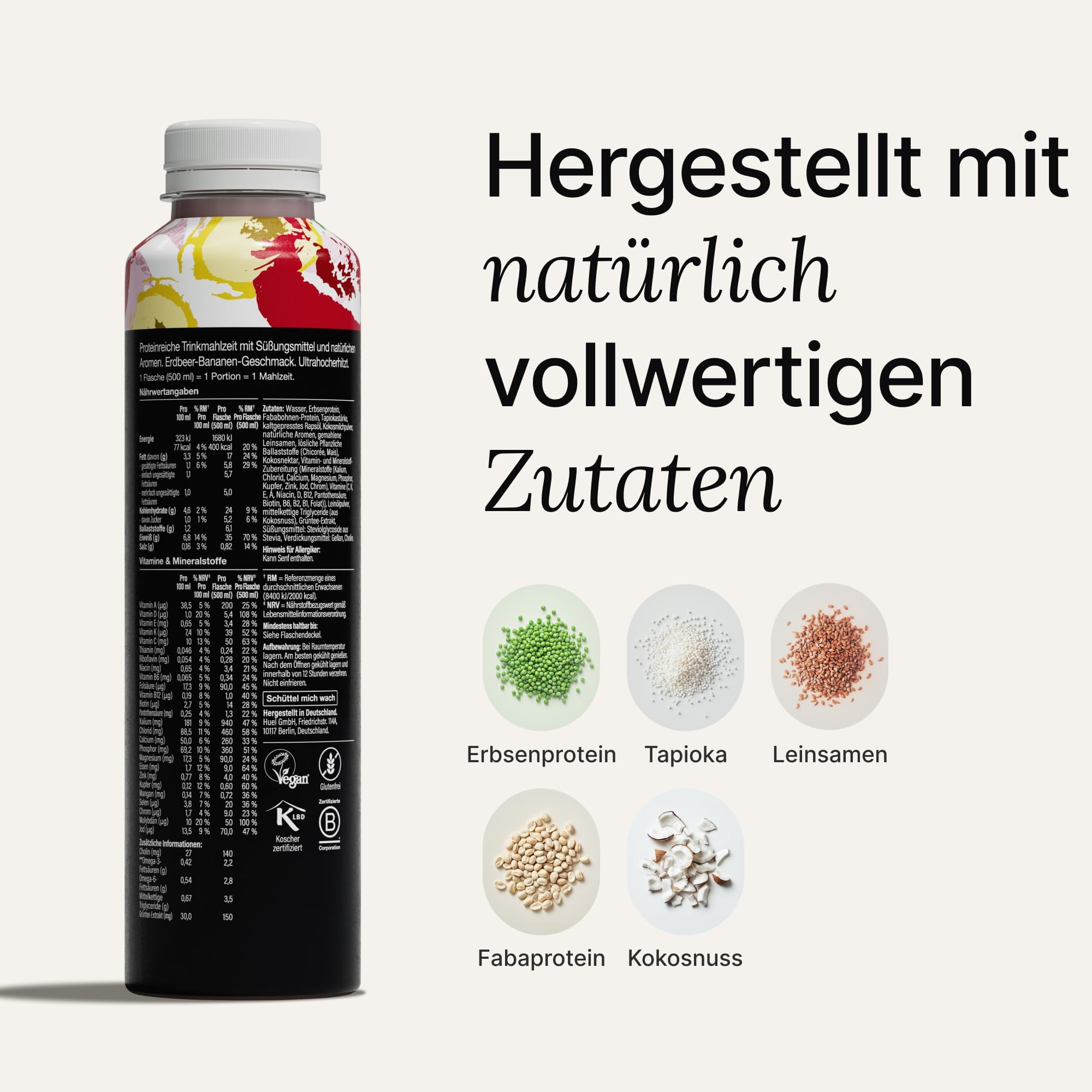 Huel Black Edition Drink Erdbeer-Bananen, proteinreiche Trinkmahlzeit für unterwegs - 8 x 500 ml - 35 g Protein, Reich an Vitamin D, gesunden Fettsäuren & Kalzium, Plant-based, 2 € Pfand