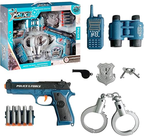 SeptCity Juguetes de policía, divertido disfraz de policía para niños, juego de accesorios de policía novedoso con pistola de juguete,