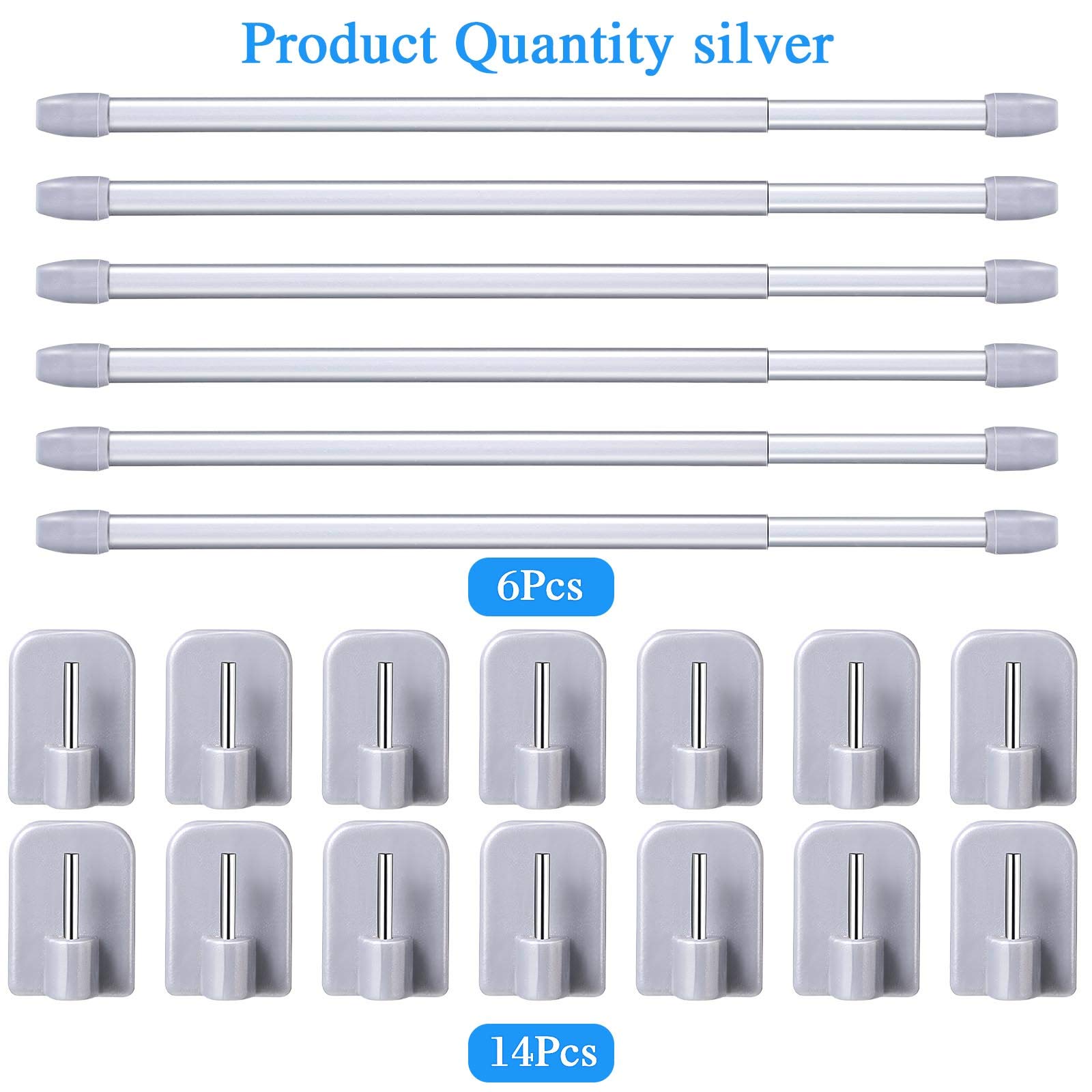 4 Aste Per Tende Estensibili Regolabili 15,7-27,5 Pollici Con 10 Ganci Autoadesivi - Per Casa, Bagno, Hotel - Foto 9
