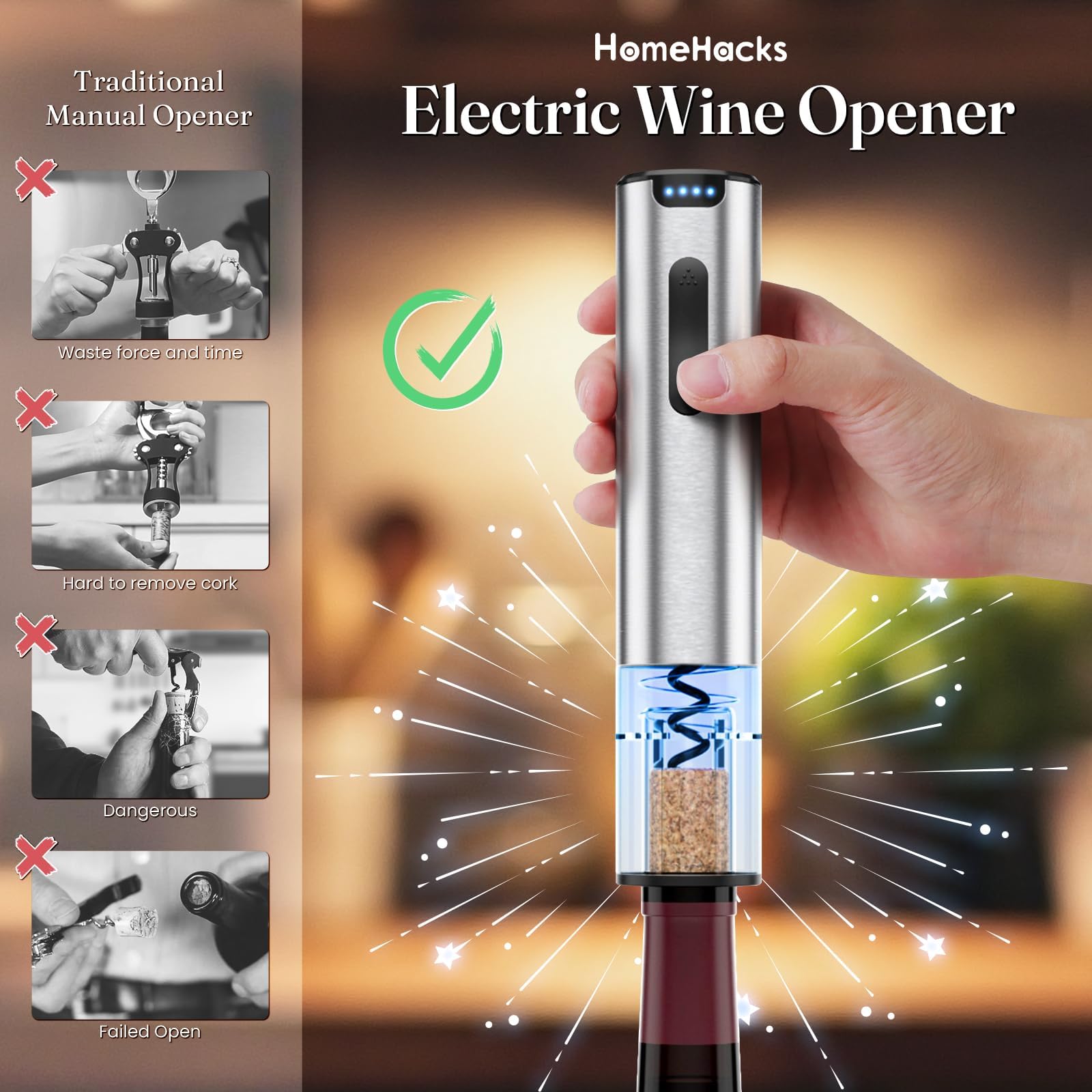 Abrebotellas de vino eléctrico, abridor automático de vino con cortador de papel de aluminio, tapón al vacío, vertedor, abridor de botellas de vino recargable, recuerdo de fiesta, regalo de 4