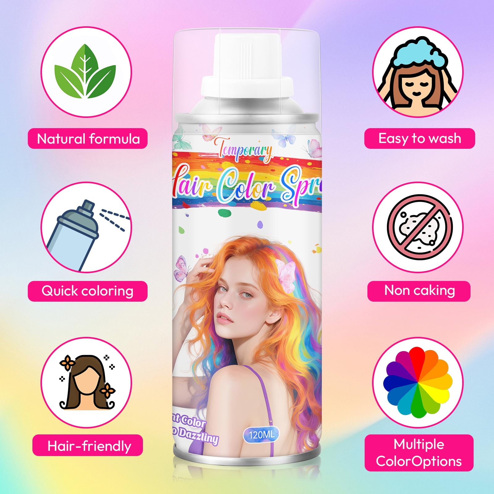 Spray per Capelli Temporaneo Viola Magico - Colore per Tema Mistero, Regalità e Cosplay Fantasy, Perfetto per Serate a Tema, Halloween e Feste (120 ml)