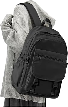 Aesthetic Black Backpack Multi Pocket Backpack Waterproof Bags for Women Men Leisure Backpacks