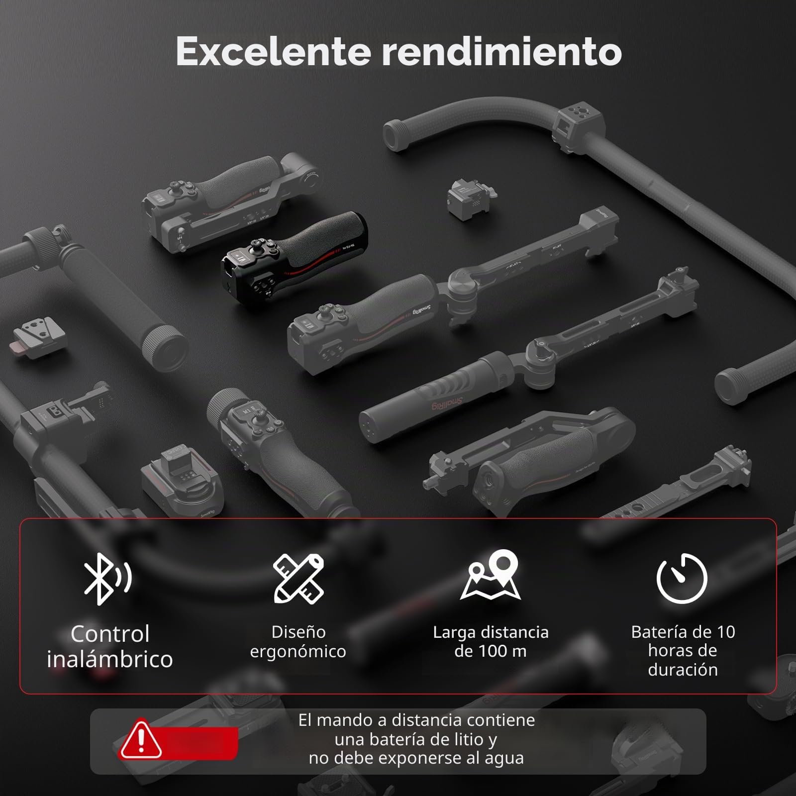 SMALLRIG Mango con Follow Focus Estabilizador de Cardán para dji RS 2 / RS 3 Pro/RS 4 / RS 4 Pro, Mango con Orificios de Ubicación de 1/4"-20 y Soporte de Zapata Fría, Carga Máxima 4.4 LB - 4329