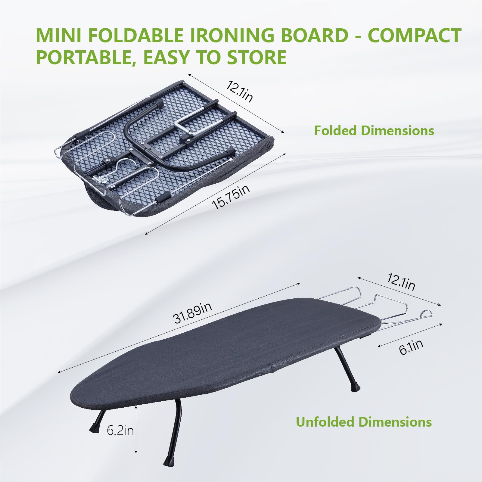 Metal Foldable Tabletop Ironing Board With Iron Rest, Portable Ironing