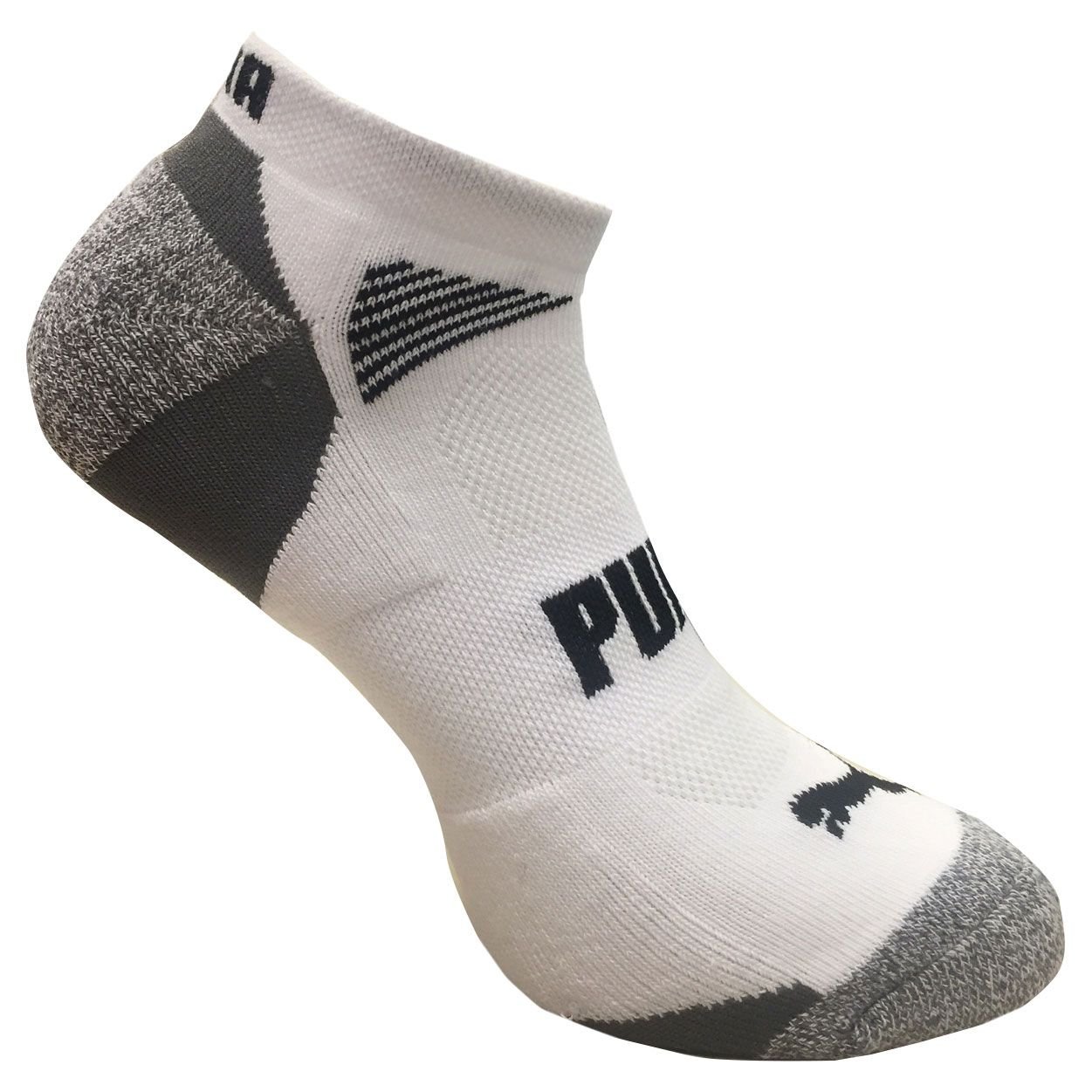 Puma de los hombres corte bajo todos los deporte no show calcetines, Blanco/Gris