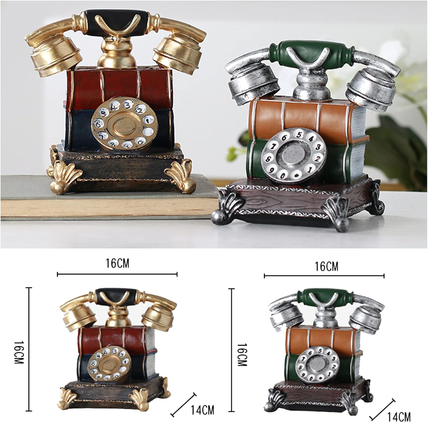Telephone Classic European Vintage Retro Antique Phone Landline Telephone Home Hotel Office Desk Decor Ornament,Green