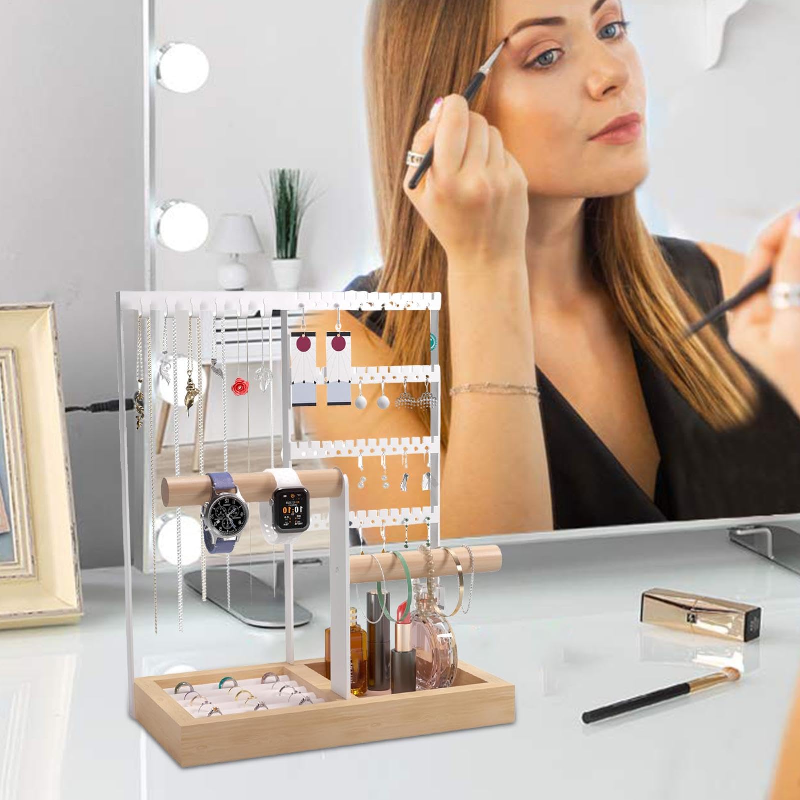 Ohrringhalter-Organizer 4-Stufiger Schmuckbaum-Ketten-Displayständer